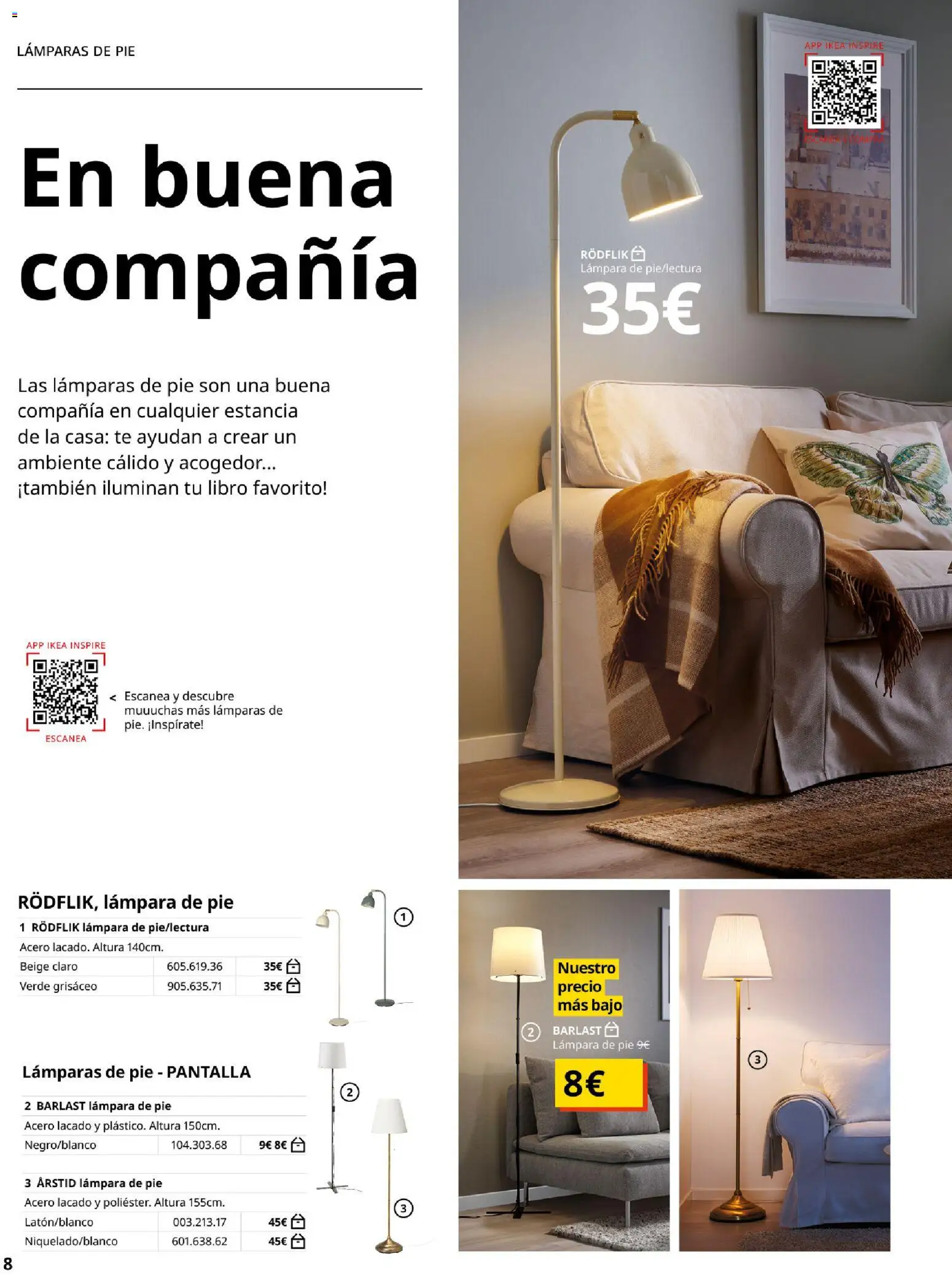Catálogo IKEA Iluminación y hogar inteligente │ válido desde el 06.03.2026 | Página: 8 | Productos: Té, Lámpara de pie, Απορρυπαντικό ρούχων σε σκόνη, Lámpara