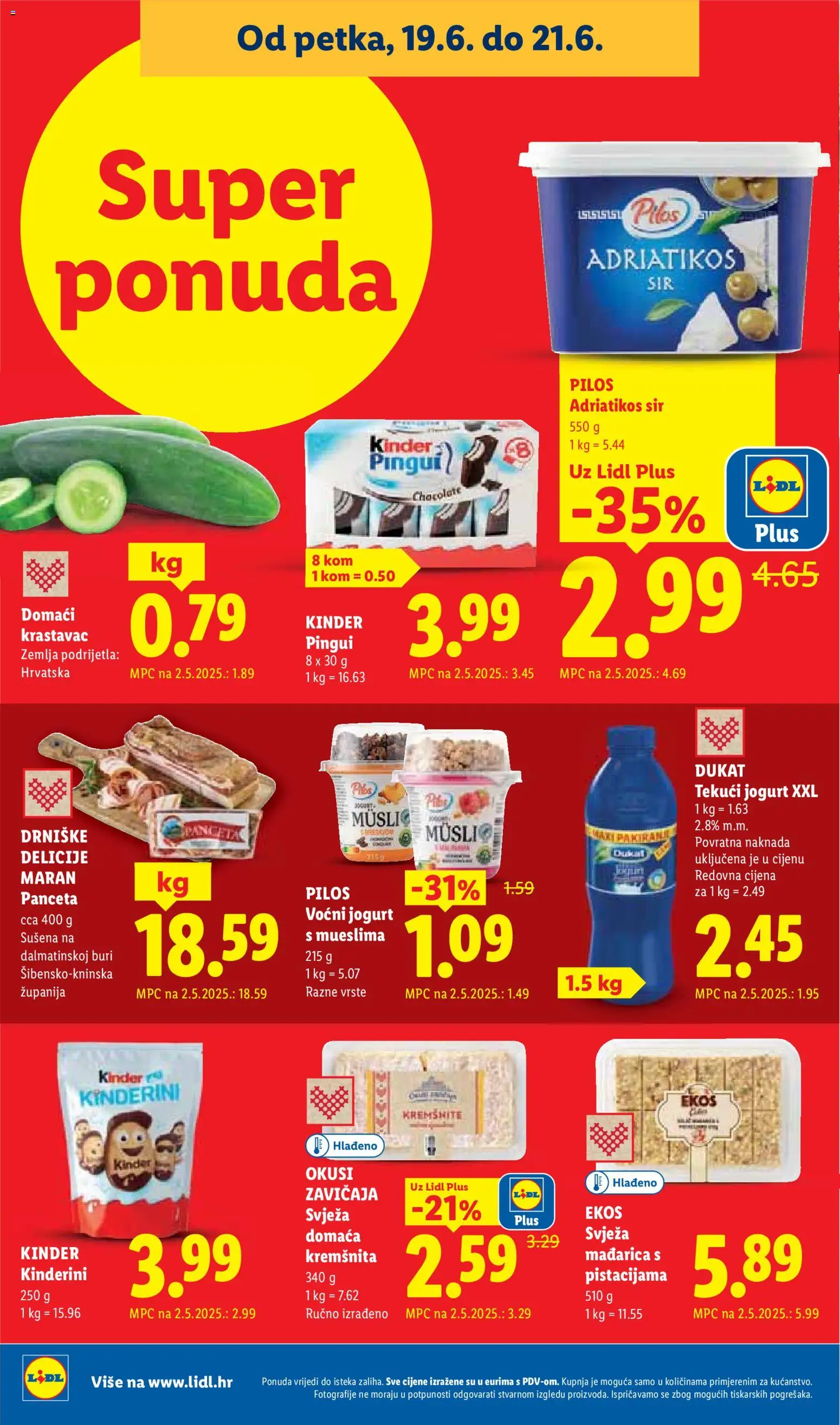 Lidl katalog | vrijedi od 15.06.2026 | Stranica: 60 | Proizvodi: Sir, Voćni jogurt, Krastavac, Panceta
