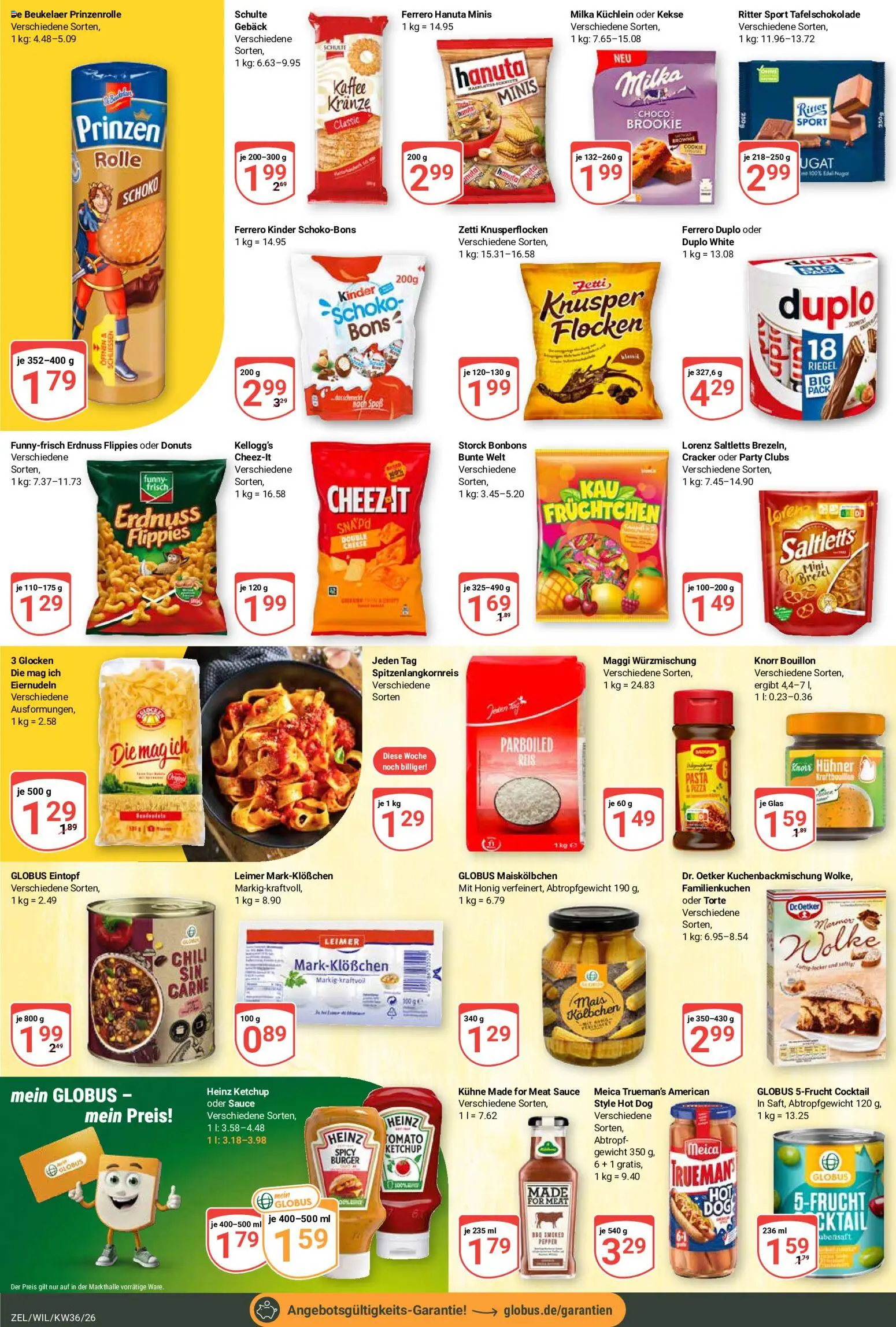 Globus Prospekt Zell – gültig ab 31.08.2026 | Seite: 18 | Produkte: Ferrero duplo, Chili, Ketchup, Flocken
