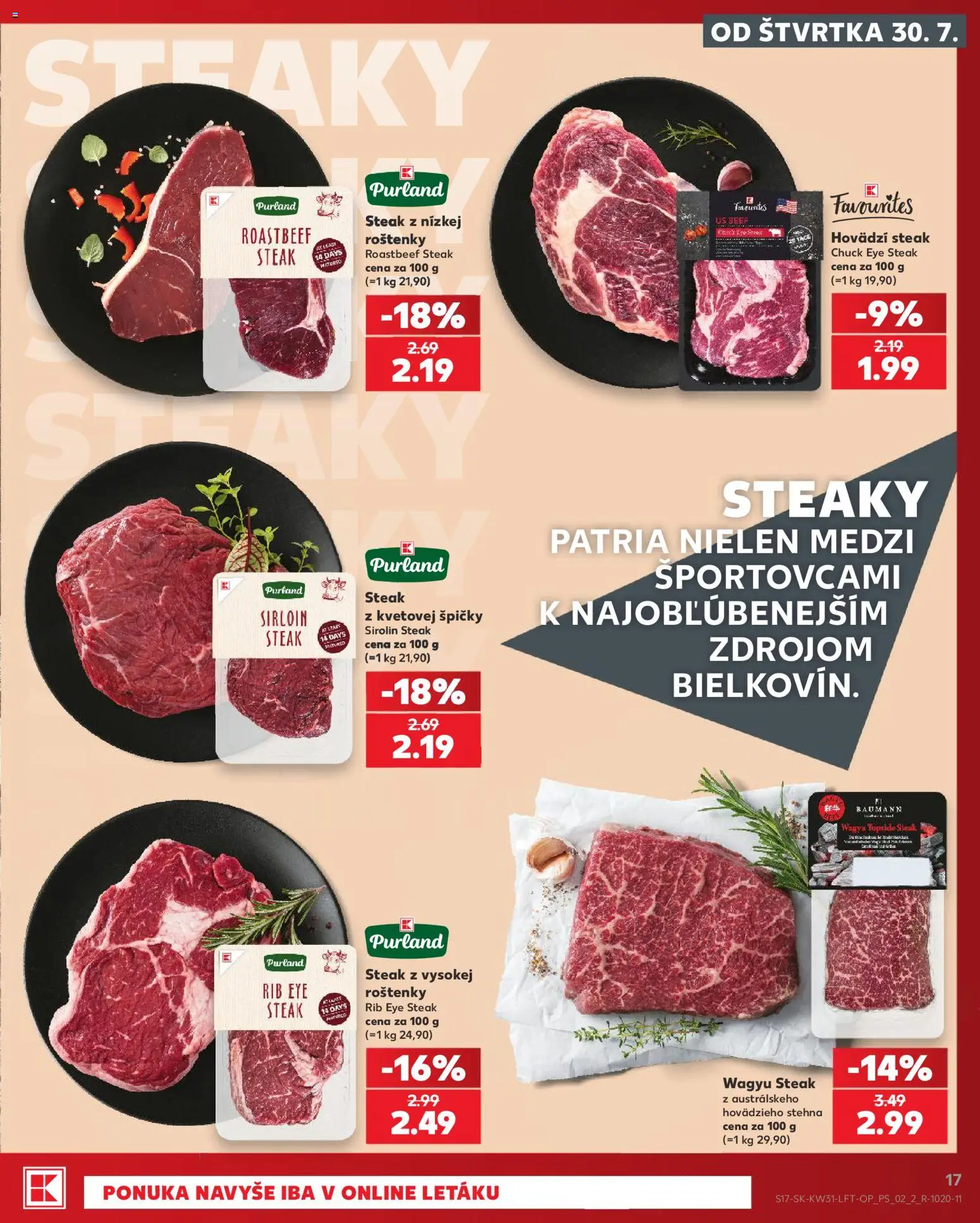 Nové Kaufland akcie – leták je platný od 30.07.2026 | Strana: 17 | Produkty: Steak