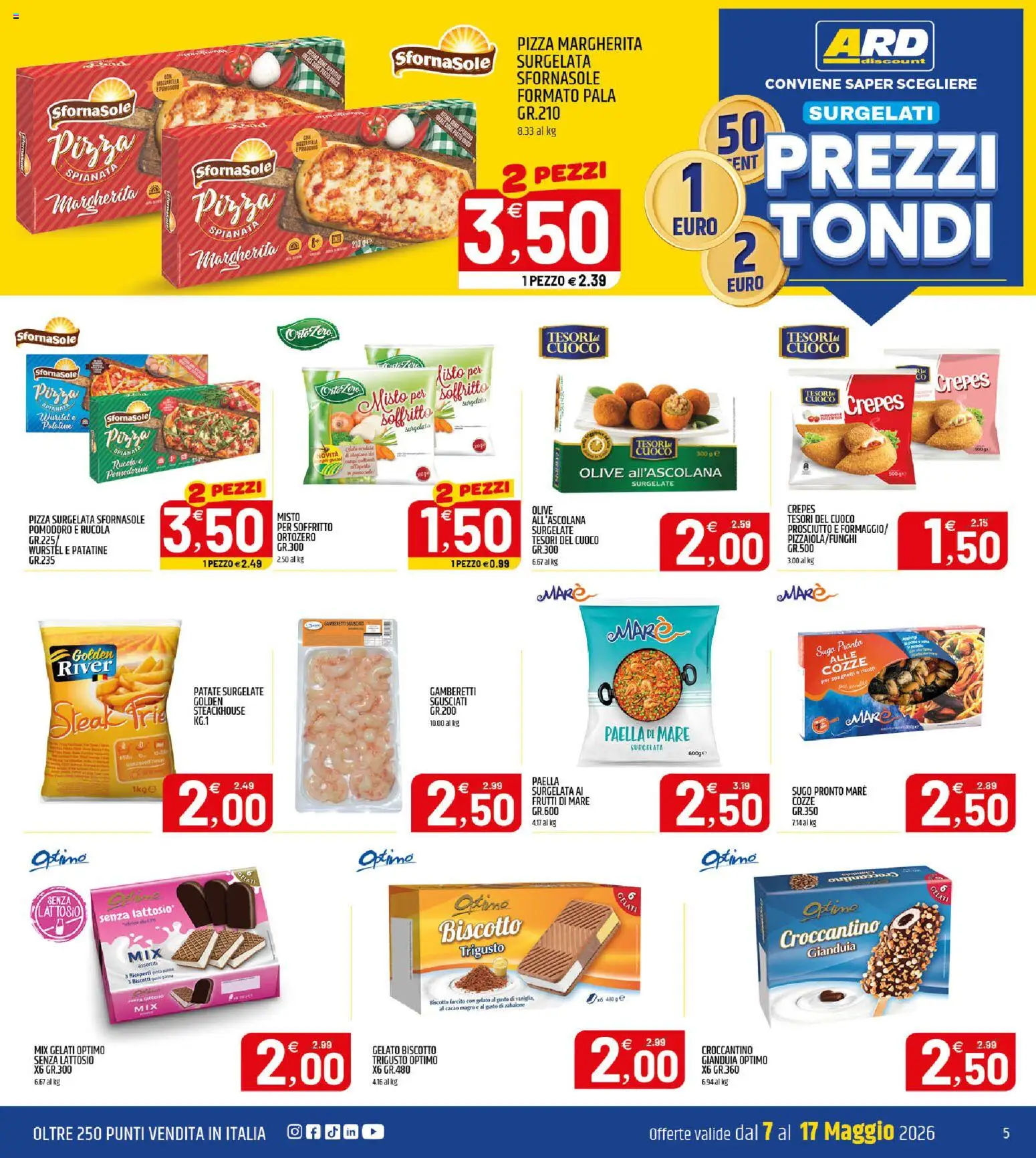 Volantino ARD Discount del 07.05.2026 | Pagina: 5 | Prodotti: Rucola, Biscotti, Cacao, Paella