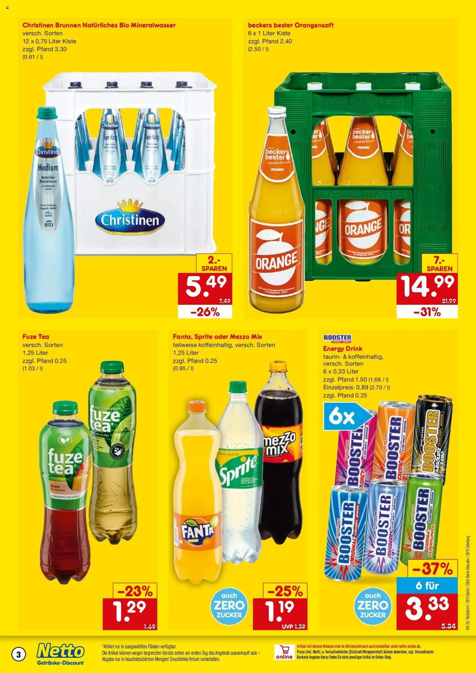 Netto Marken-Discount Prospekt Berlin	 – gültig ab 10.05.2026 | Seite: 3 | Produkte: Fuze tea, Sprite, Orangensaft, Oder mezzo mix