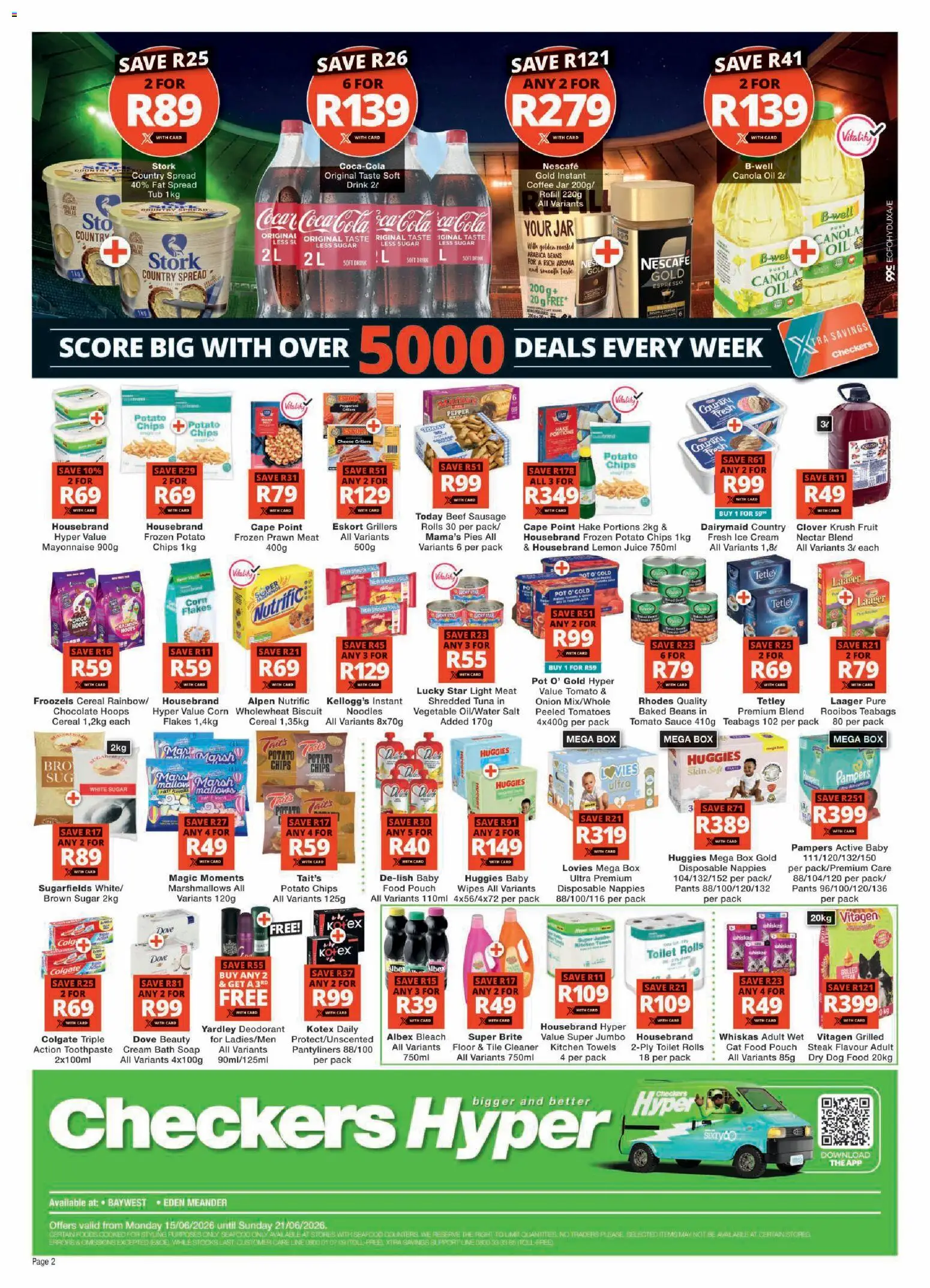 New Checkers catalogue – valid from 15.06.2026 | Page: 2 | Products: Pants, Baked beans, Beef, Toothpaste
