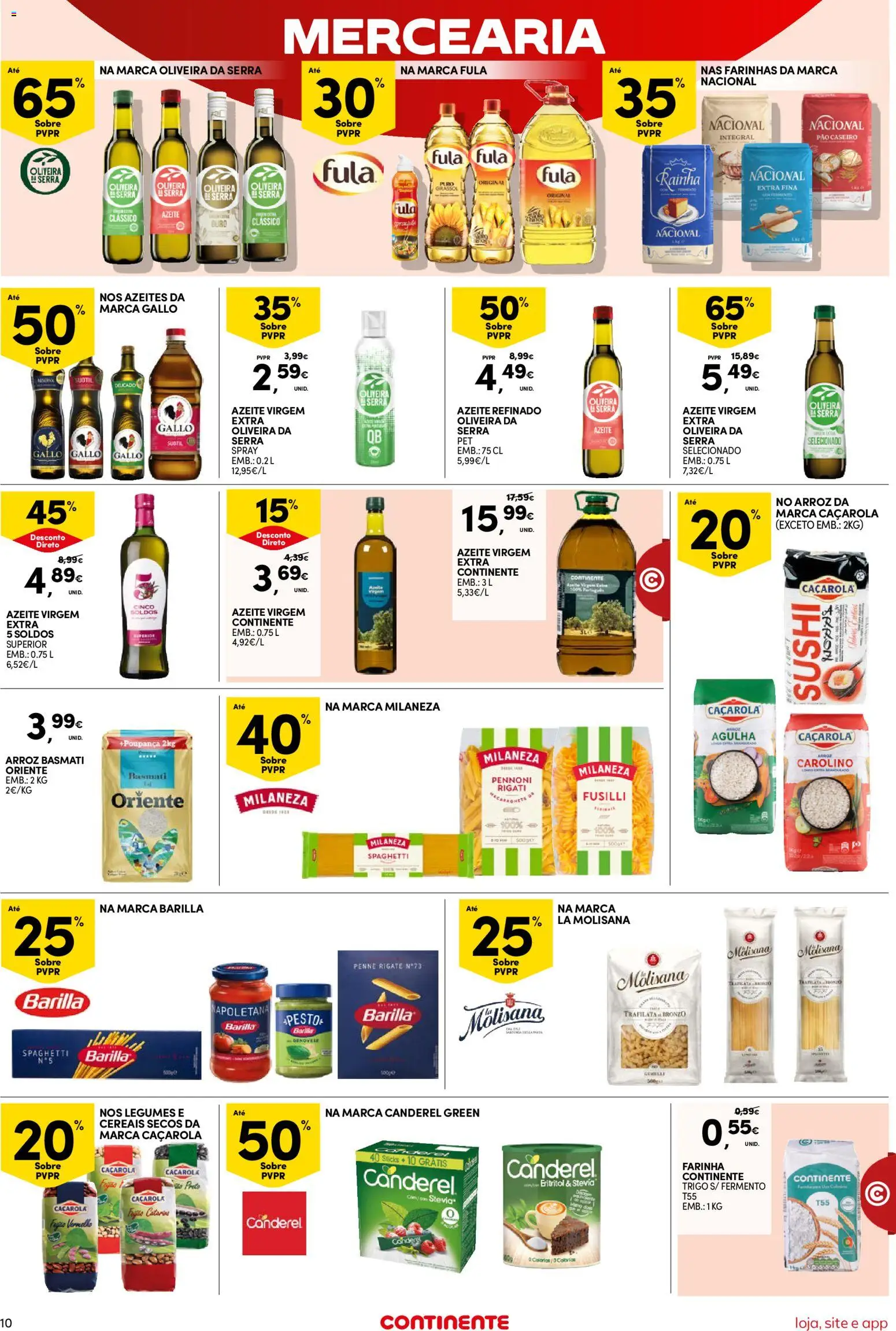Continente Semanal Continente Bom Dia │ válido de 05.05.2026 | Página: 10 | Produtos: Farinha de trigo, Stevia, Pão, Macarrão