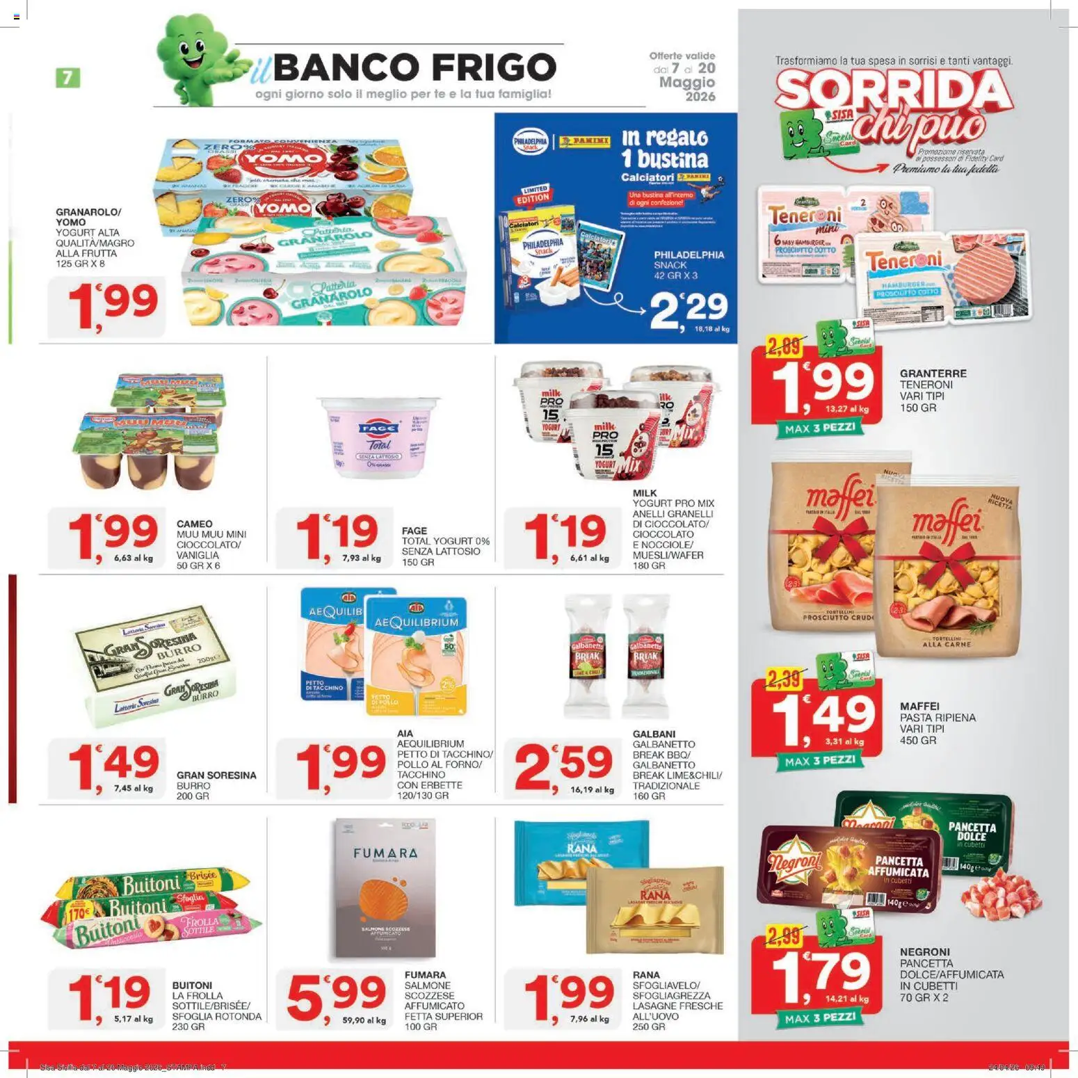 Volantino SISA del 07.05.2026 | Pagina: 7 | Prodotti: Yogurt, Cioccolato, Salmone, Pasta