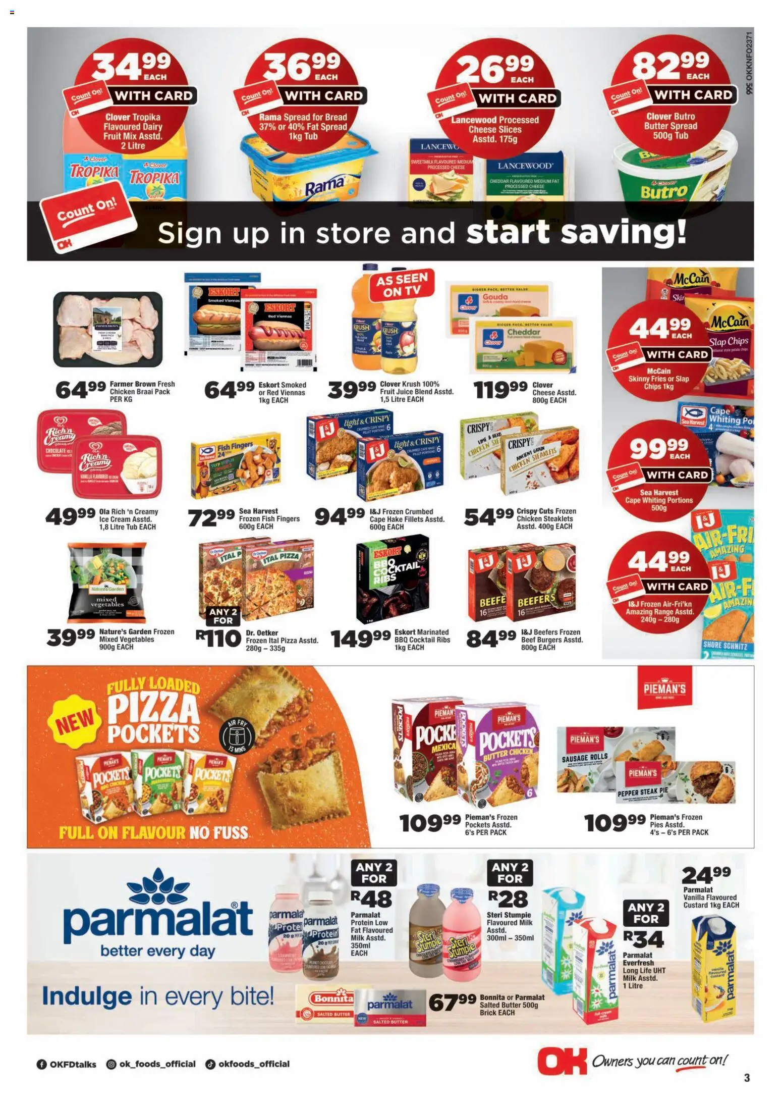 New OK Foods catalogue – valid from 24/07/2026 | Page: 3 | Products: Bread, Ice cream, Vegetables, Peach
