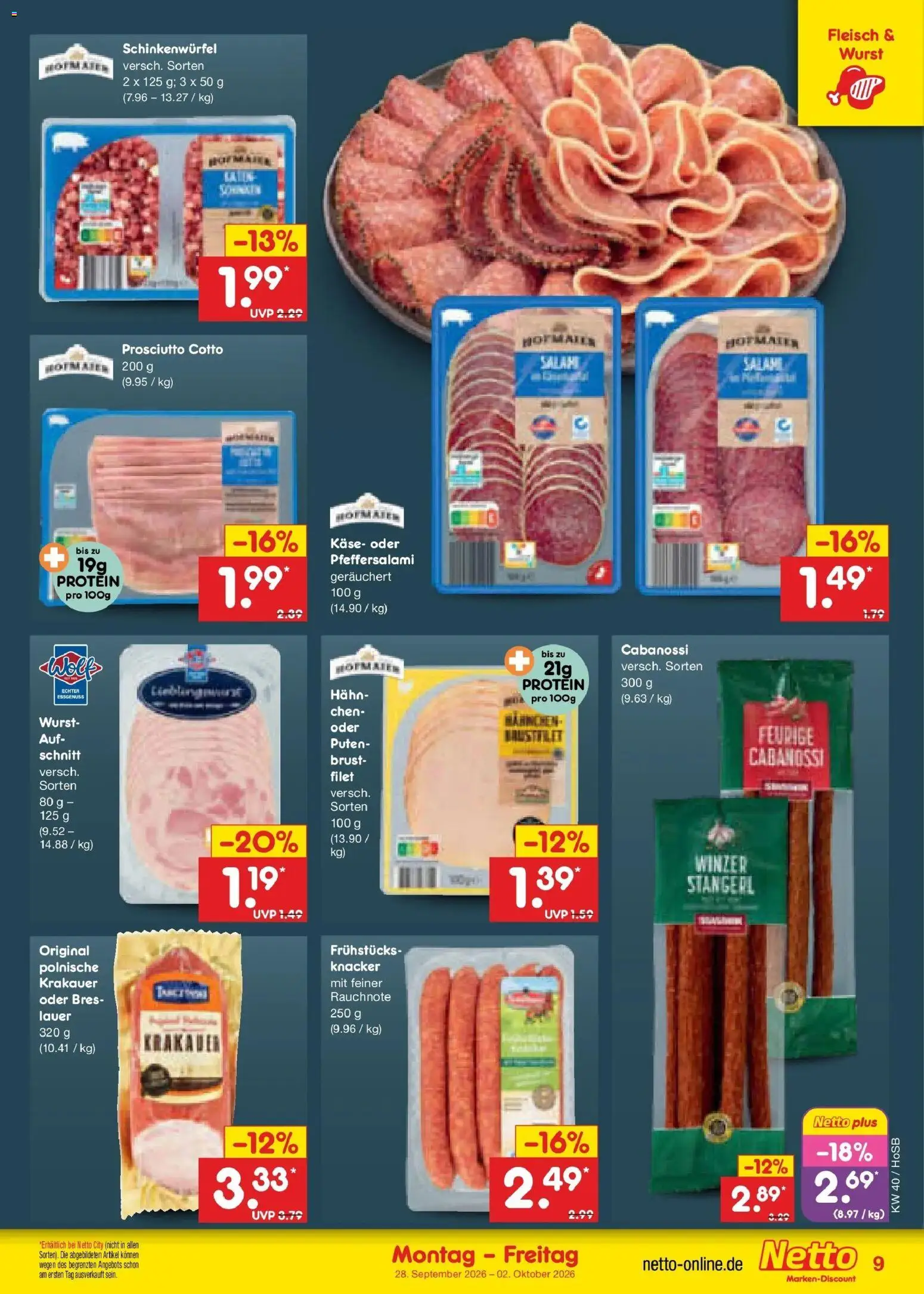 Netto Marken-Discount Prospekt Hannover – gültig ab 28.09.2026 | Seite: 11 | Produkte: Käse, Wurst, Salami, Fleisch