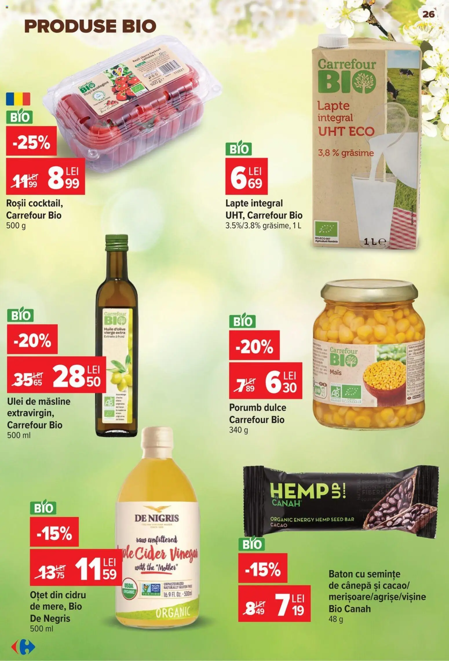 Noul catalog Carrefour – valabil de la 19.08.2026 | Pagină: 26 | Produse: Ulei, Roșii, Cacao, Porumb