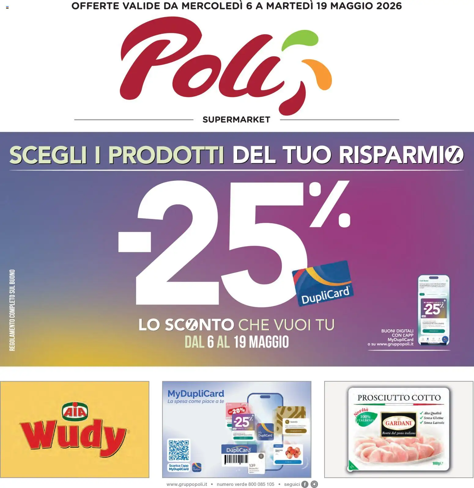 Volantino Poli del 06.05.2026 | Pagina: 1 | Prodotti: Prosciutto Cotto, Tè, Prosciutto