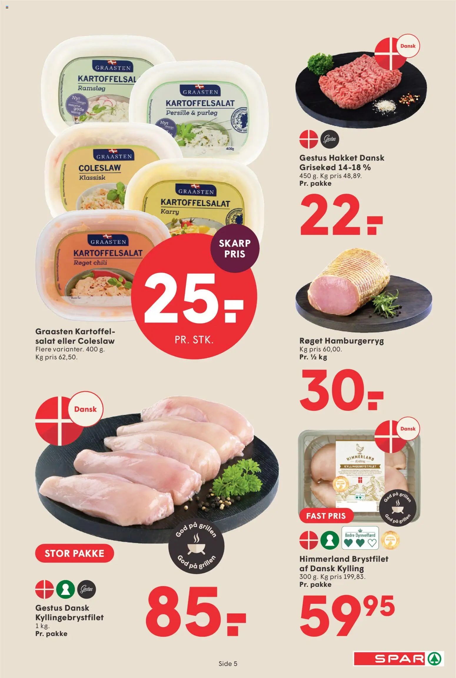 Spar tilbudsavis – gyldig fra 05.06.2026 | Side: 5 | Produkter: Purløg, Kartoffelsalat, Hamburgerryg, Persille