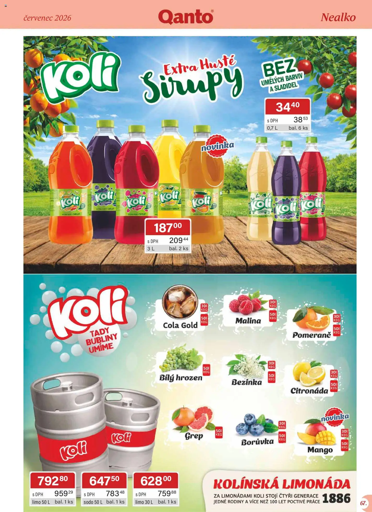 Astur & Qanto leták - Velkoobchod 07/2026 od 01.07.2026 | Strana: 67 | Produkty: Mango, Grep, Sirup, Cola