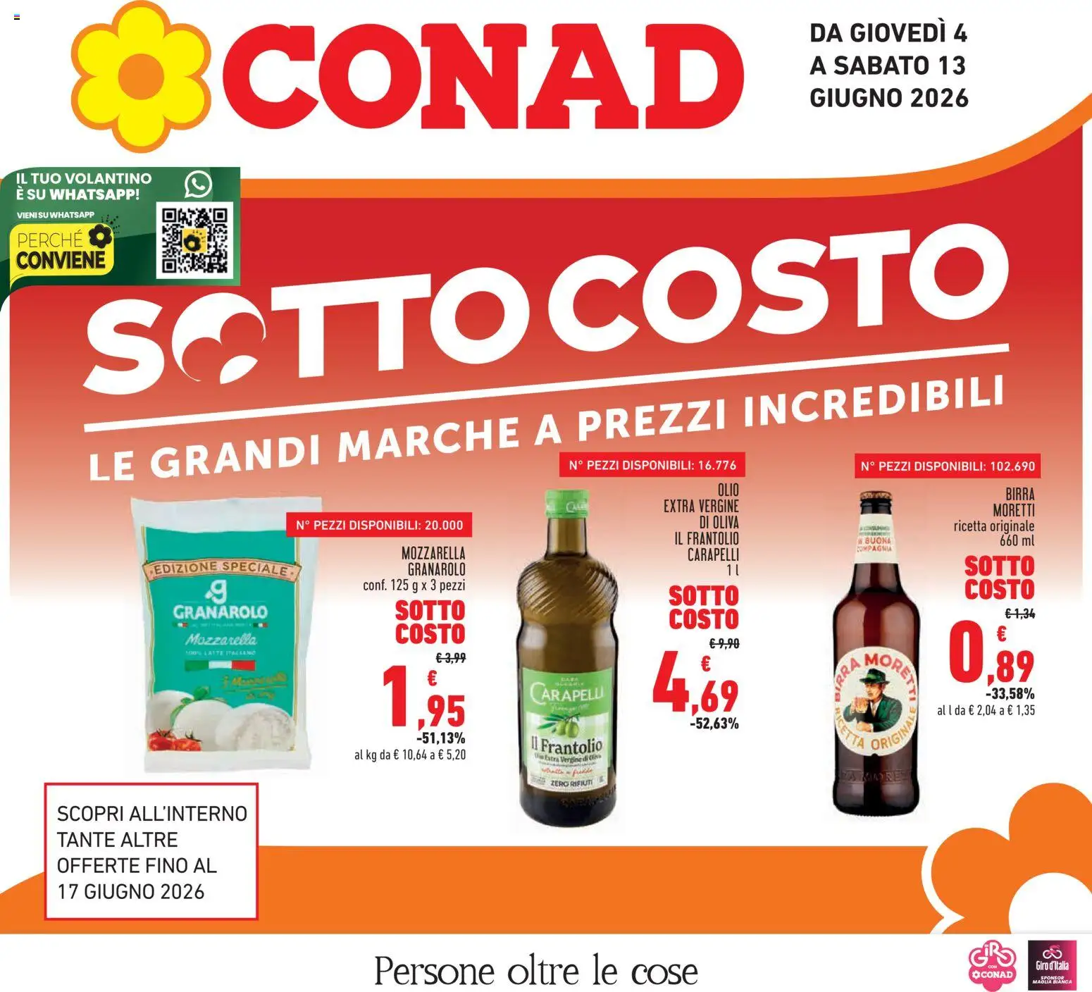 Volantino Conad del 04.06.2026 | Pagina: 1 | Prodotti: Birra, Mozzarella, Olio, Birra Moretti