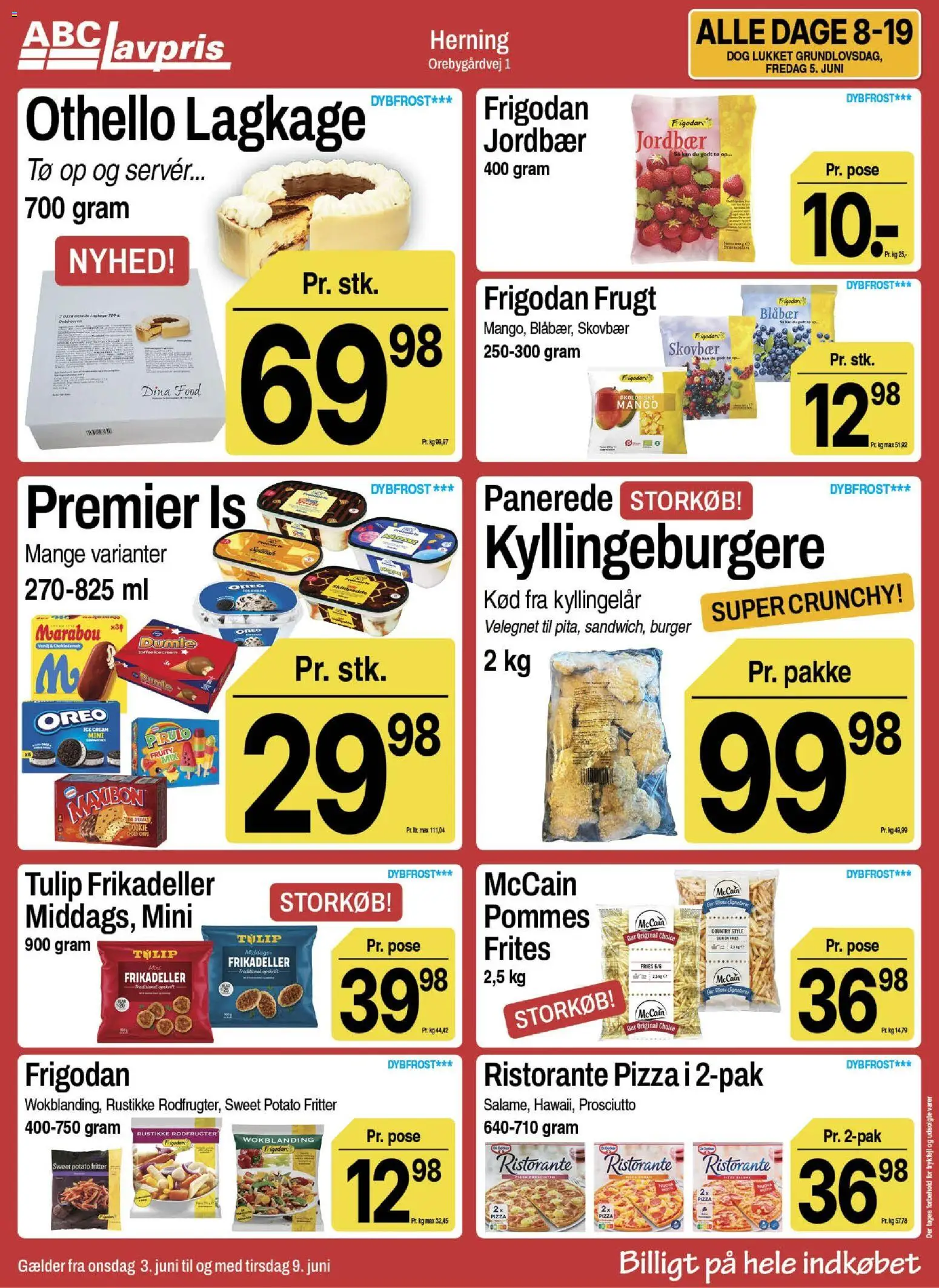 Abc Lavpris tilbudsavis – gyldig fra 03.06.2026 | Side: 9 | Produkter: Pizza, Jordbær, Frikadeller, Oreo