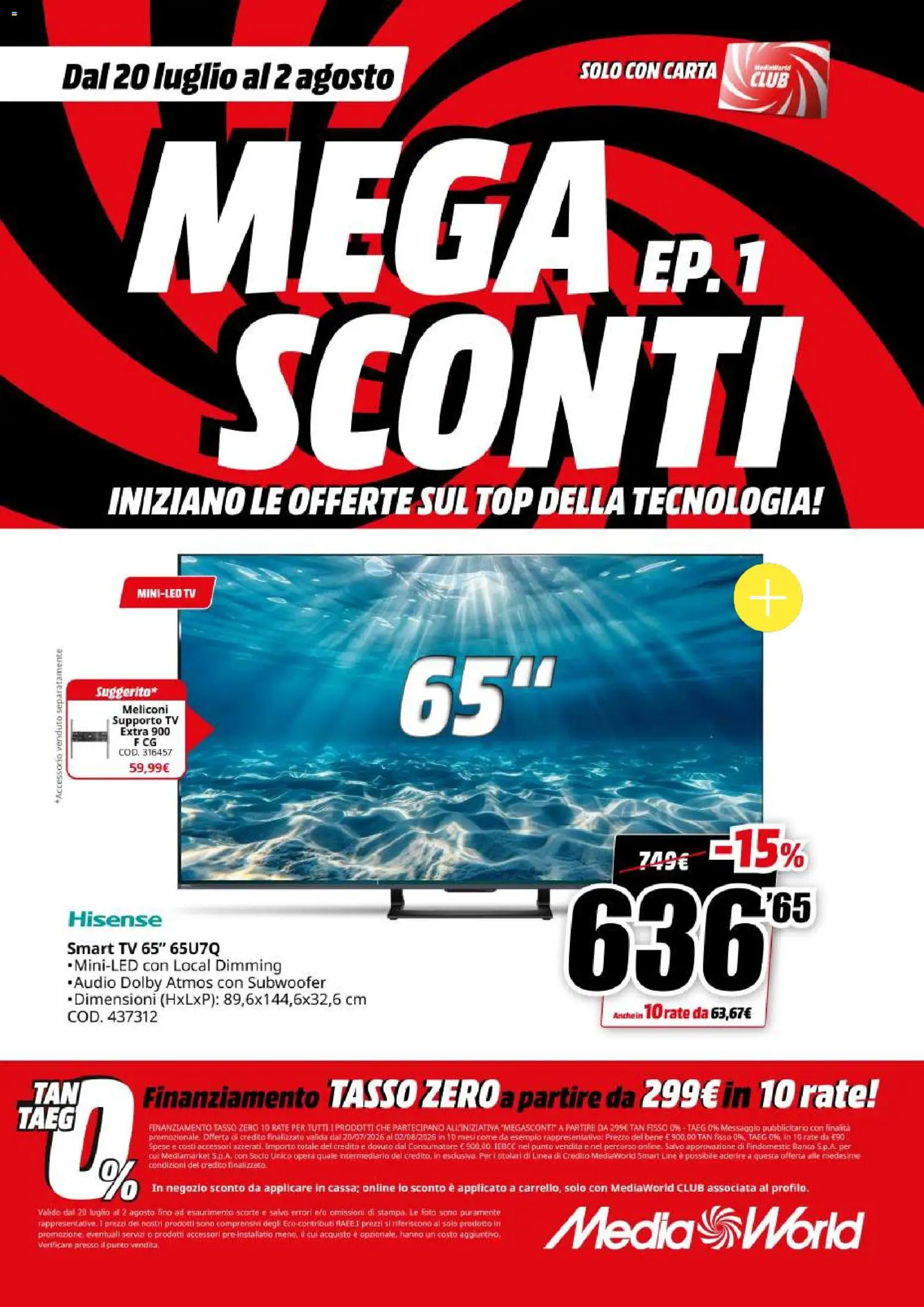 Volantino Media World del 20/07/2026 | Pagina: 2 | Prodotti: smart TV, Top, TV