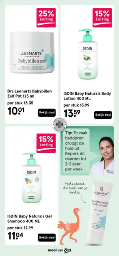 Drs Leenarts Babybillen Zalf Pot 125 ml, Verzorgt en beschermt bij luieruitslag en rode billen. - Voorbeeld van een folder van Etos, geldig van 23.03.2026 | Pagina: 7
