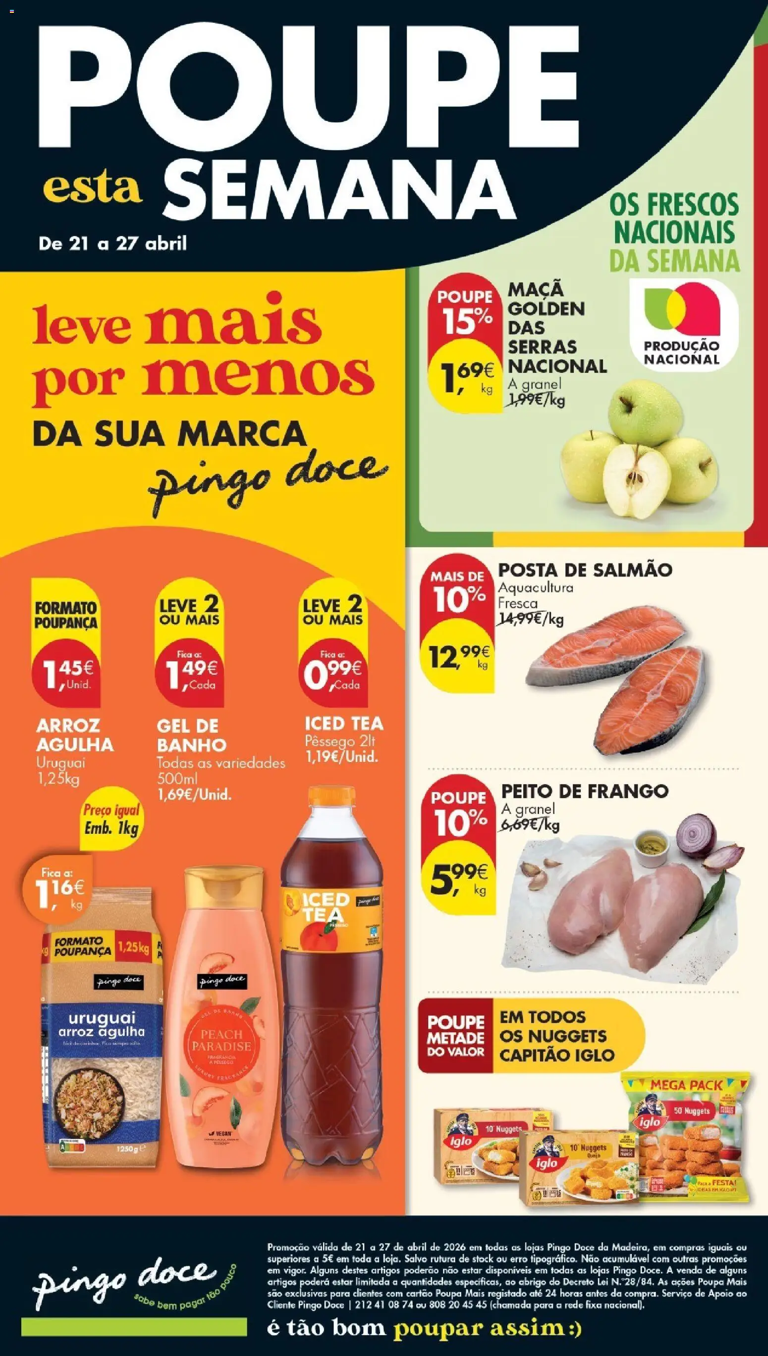 Pingo Doce Poupe Esta Semana Madeira │ válido de 21.04.2026 | Página: 1 | Produtos: Peito de frango, Frango, Gel de banho, Salmão