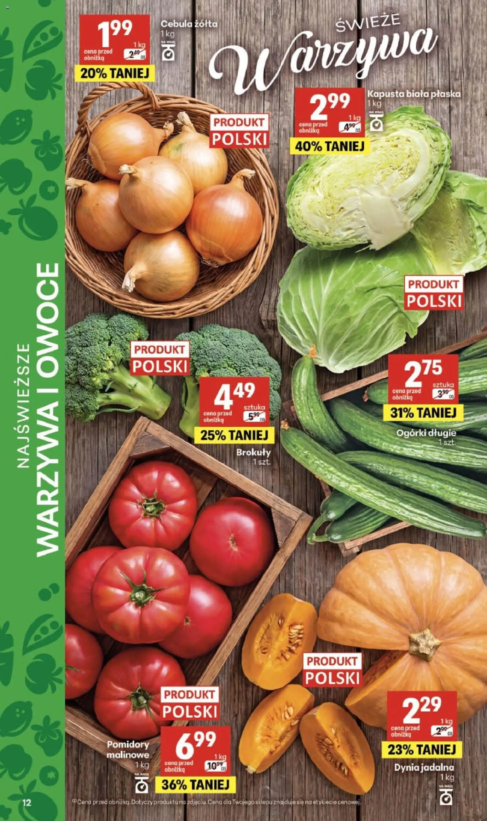 Delikatesy Centrum gazetka od 08.10.2026 | Strona: 12 | Produkty: Cebula, Pomidory malinowe, Brokuły, Pomidory