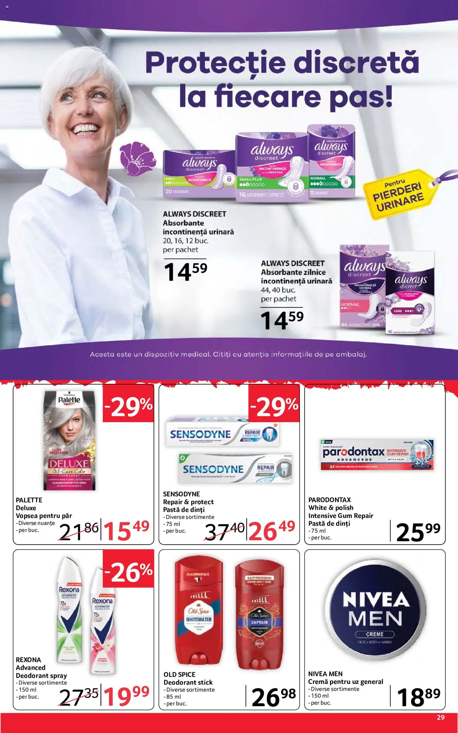 Noul catalog Selgros – valabil de la 18.09.2026 | Pagină: 29 | Produse: Old Spice, Nivea, Pastă de dinți, Plus