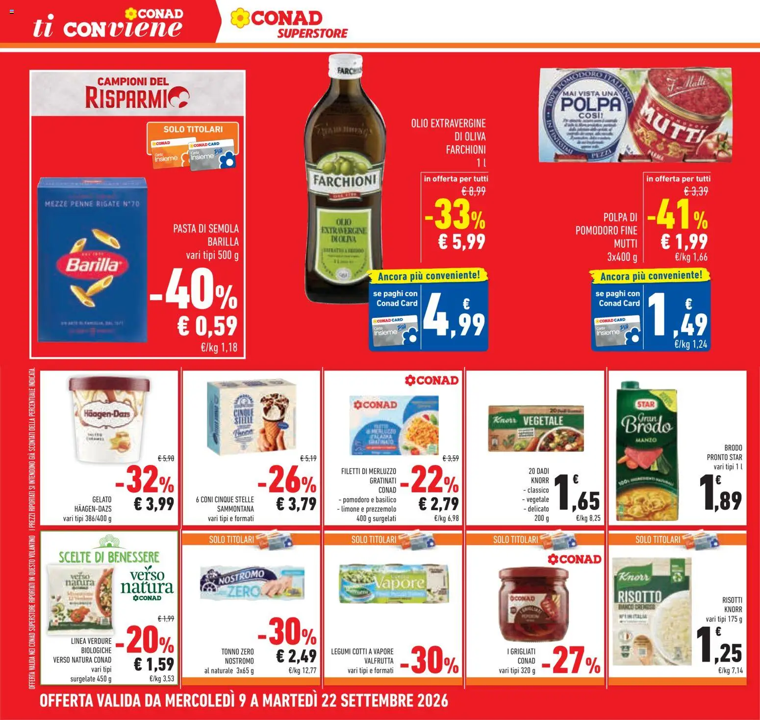 Volantino Conad del 09/09/2026 | Pagina: 8 | Prodotti: Legumi, Gelato, Pomodoro, Gelato Häagen-Dazs