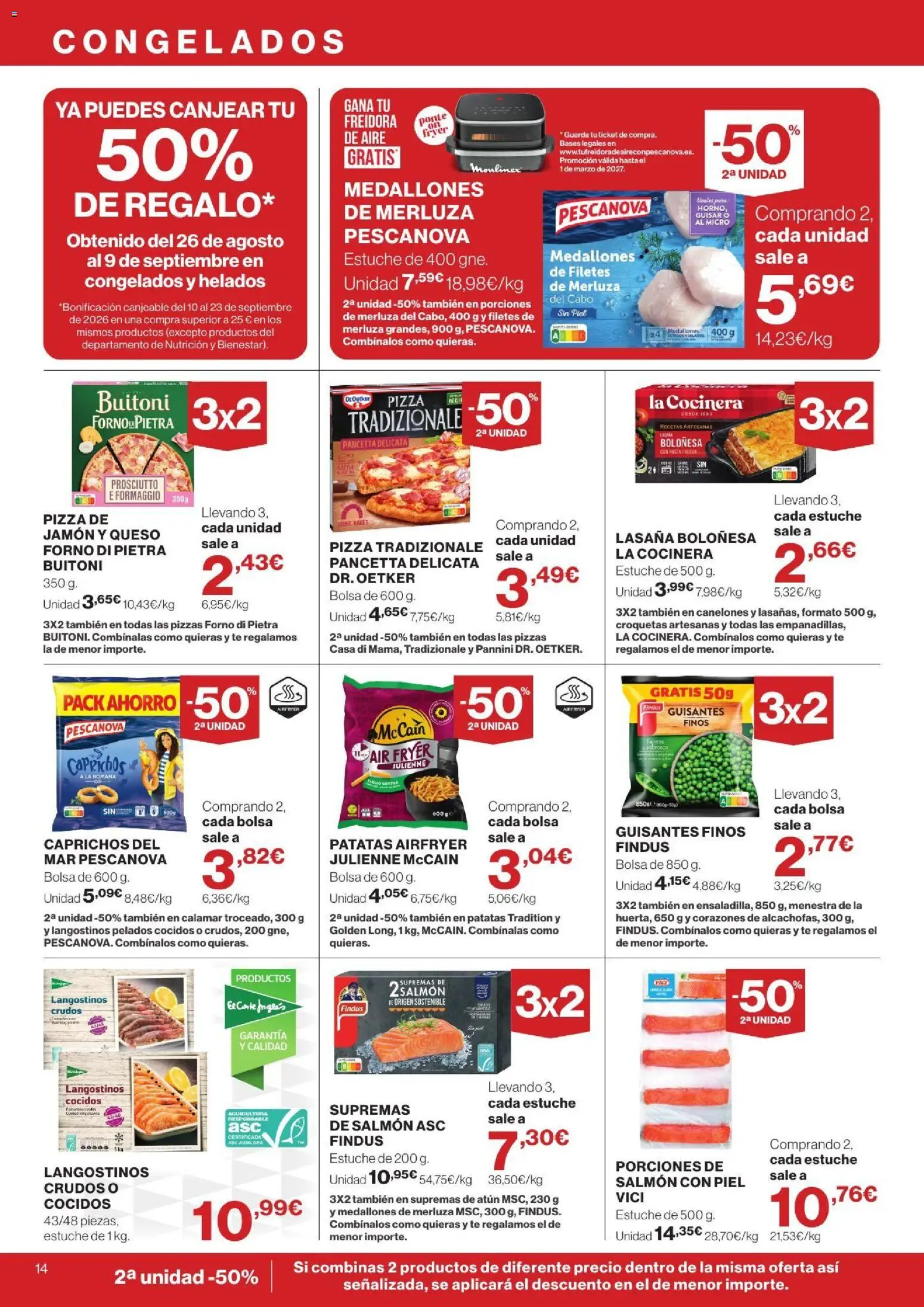 Hipercor catálogo │ válido desde el 10/09/2026 | Página: 14 | Productos: Jamón, Patatas, Freidora, Canelones
