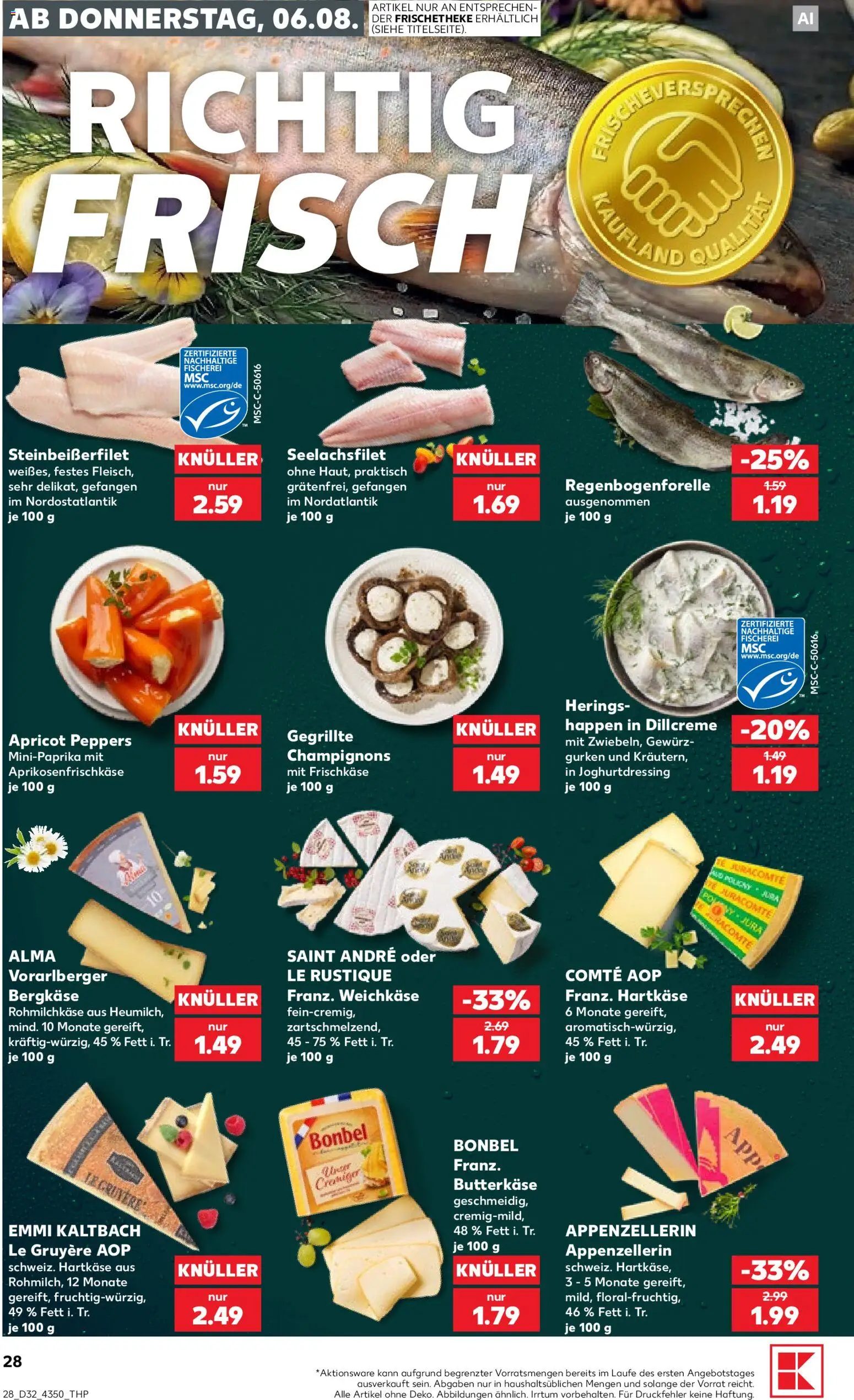 Kaufland Prospekt Potsdam – gültig ab 06.08.2026 | Seite: 28 | Produkte: Champignons, Gurken, Frischkase
