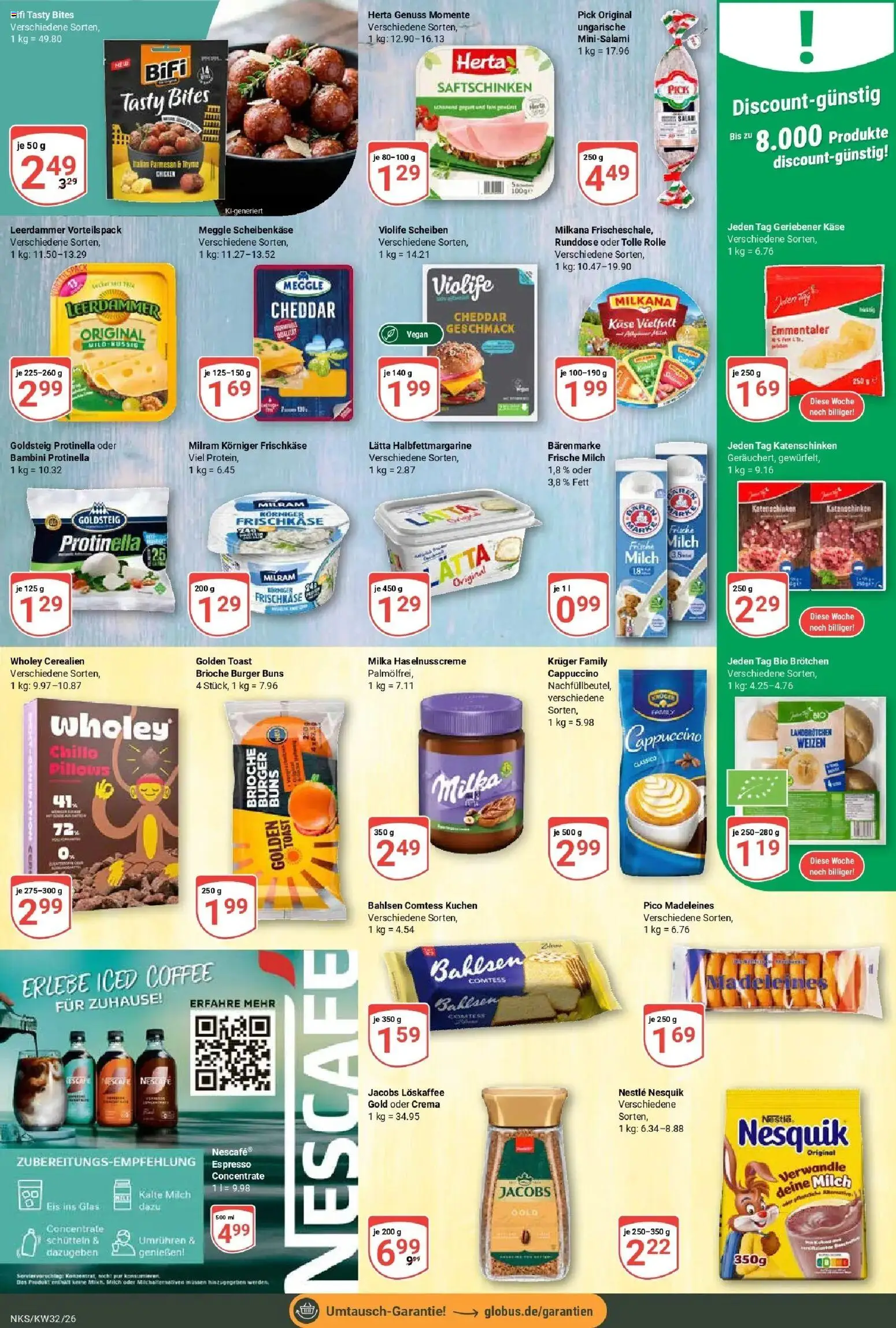 Globus Prospekt Neunkirchen (ab 03.08.2026) » Angebote online | Seite: 17 | Produkte: Käse, Bifi, Milram, Eis