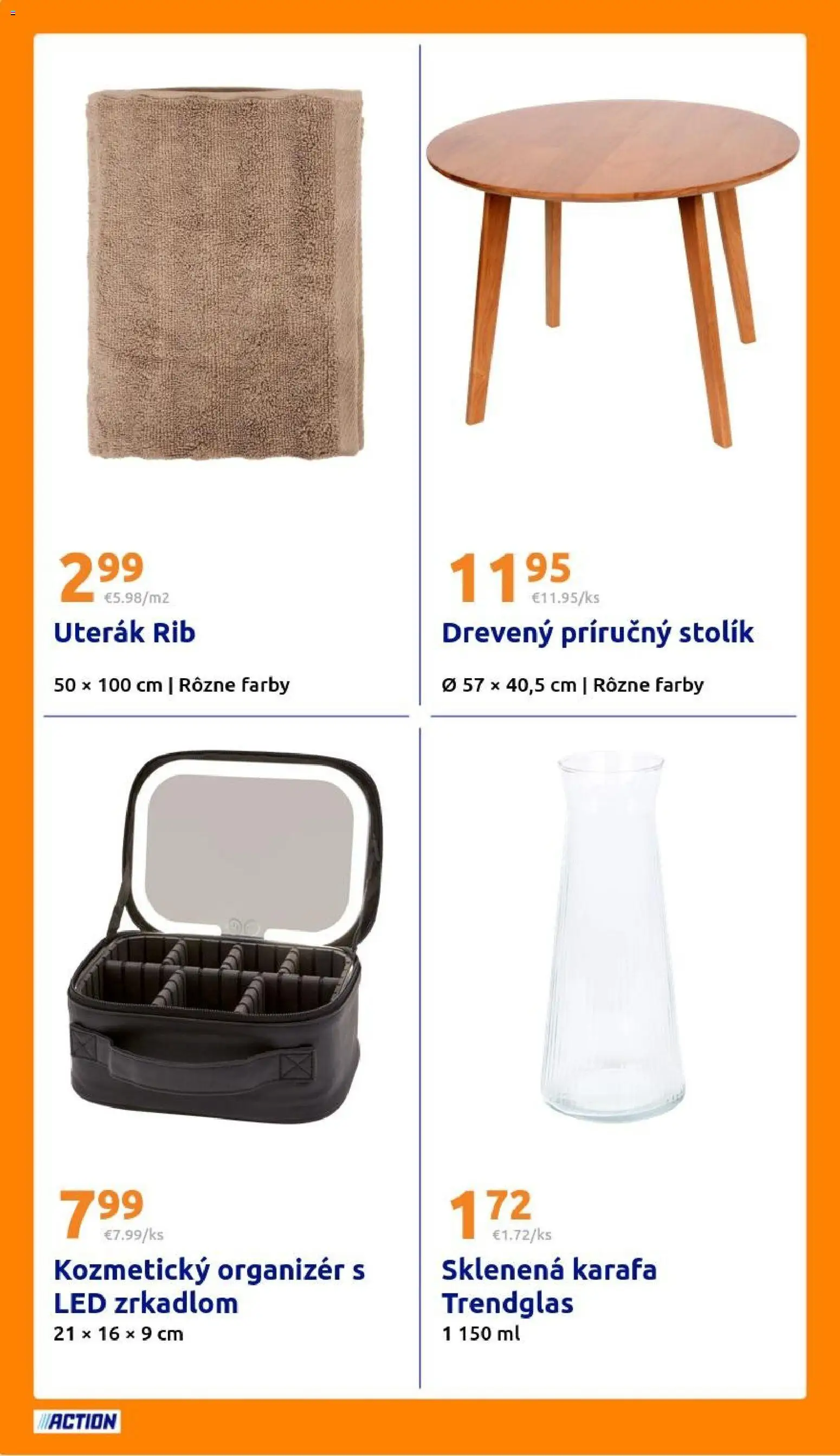 Nové Action akcie – leták je platný od 01.04.2026 | Strana: 28 | Produkty: Organizér, Príručný stolík, Led, Uterák