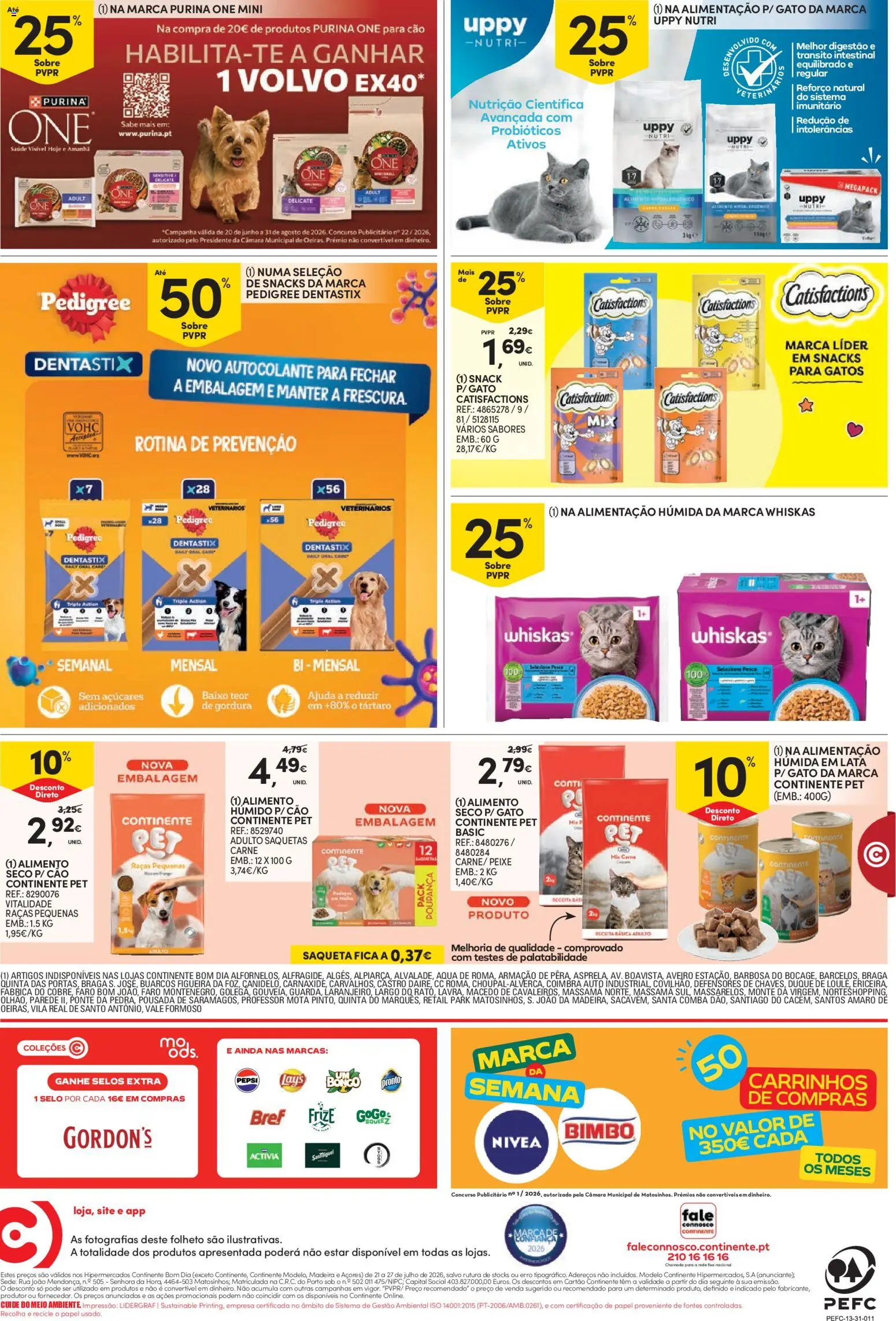 Continente Semanal Continente Bom Dia │ válido de 21/07/2026 | Página: 28 | Produtos: Purina one, Probióticos, Peixe, Carne