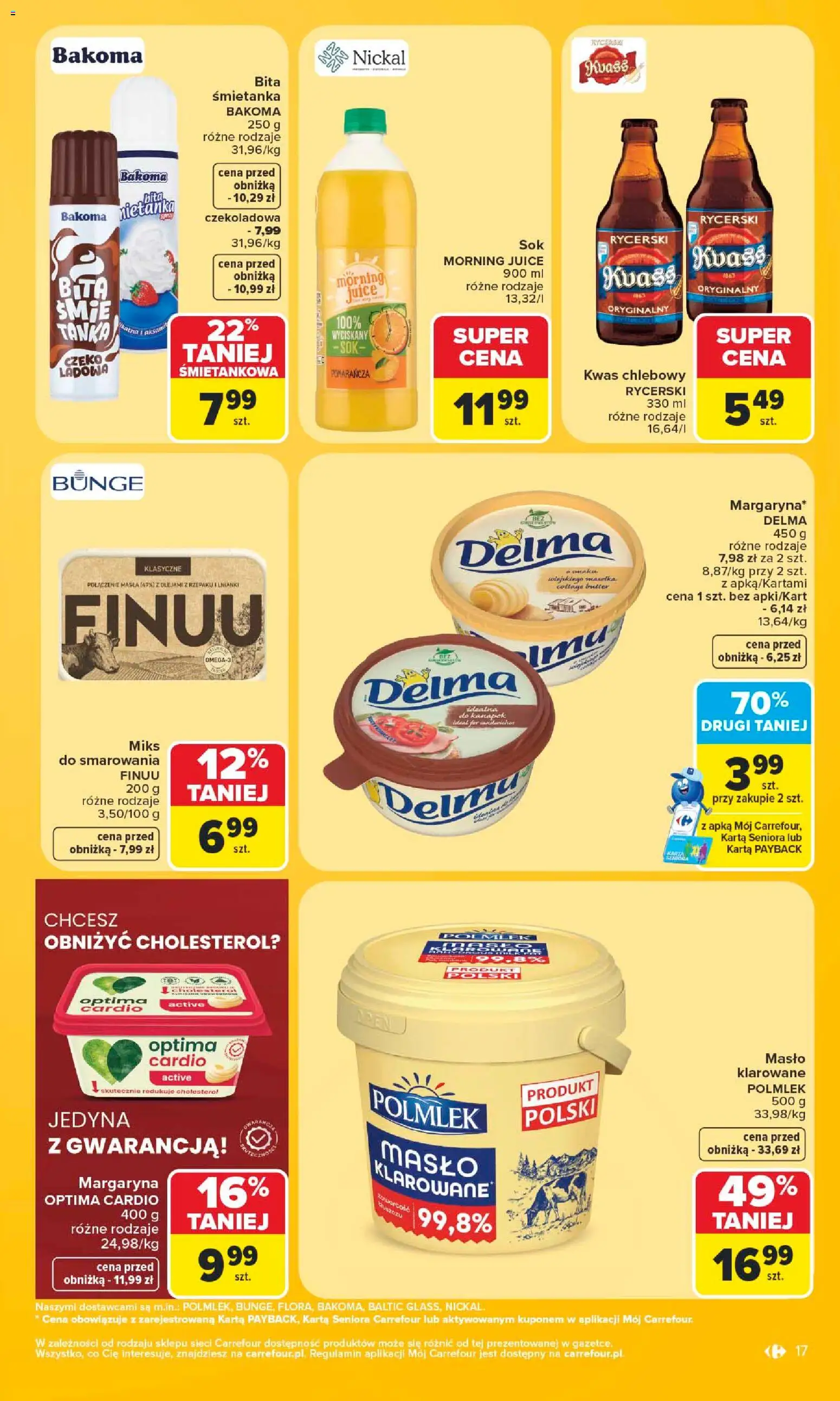 Carrefour gazetka od 06.07.2026 | Strona: 17 | Produkty: Karta, Optima cardio, Kwas chlebowy, Sok