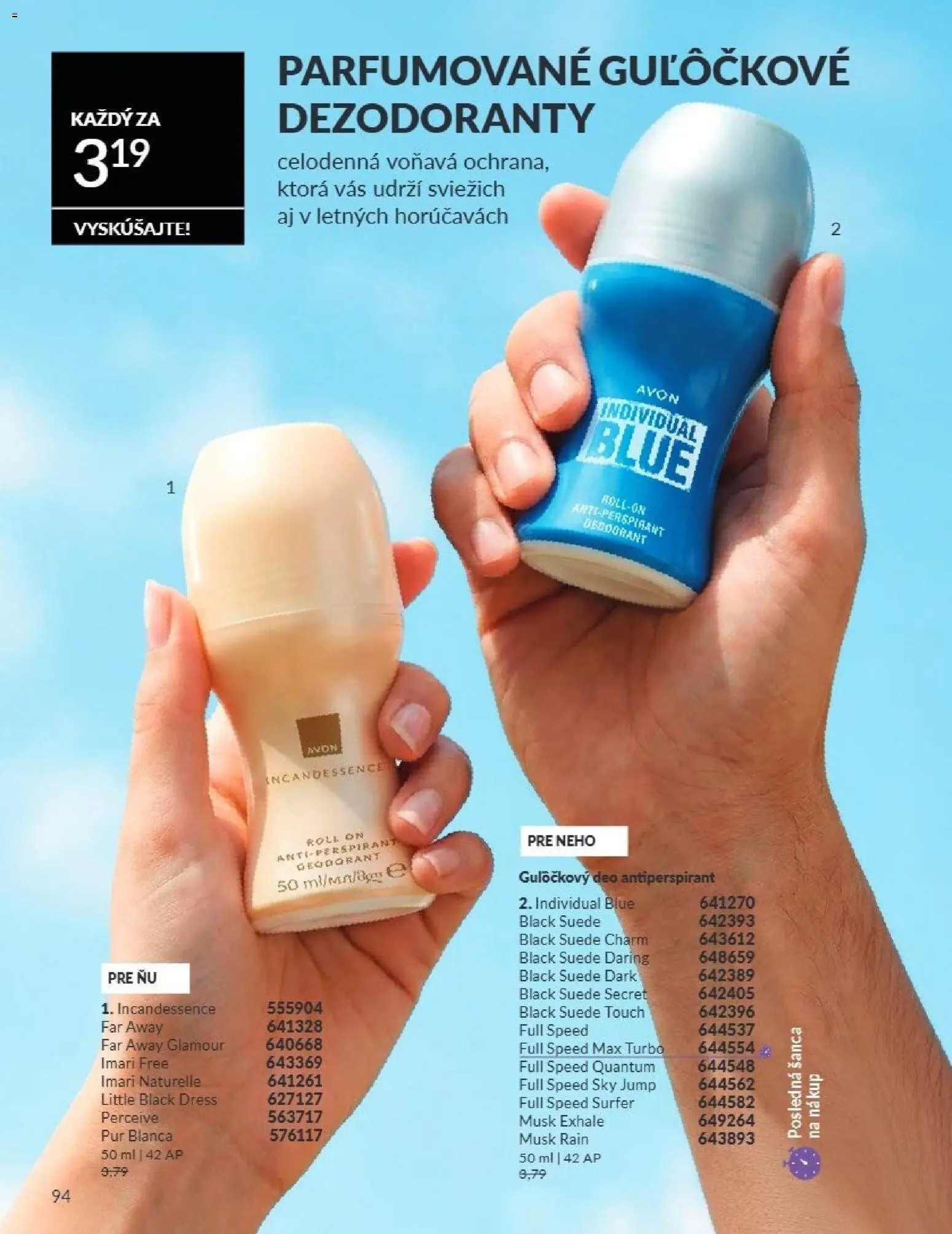 Nové Avon akcie – leták je platný od 01.08.2026 | Strana: 94 | Produkty: Antiperspirant