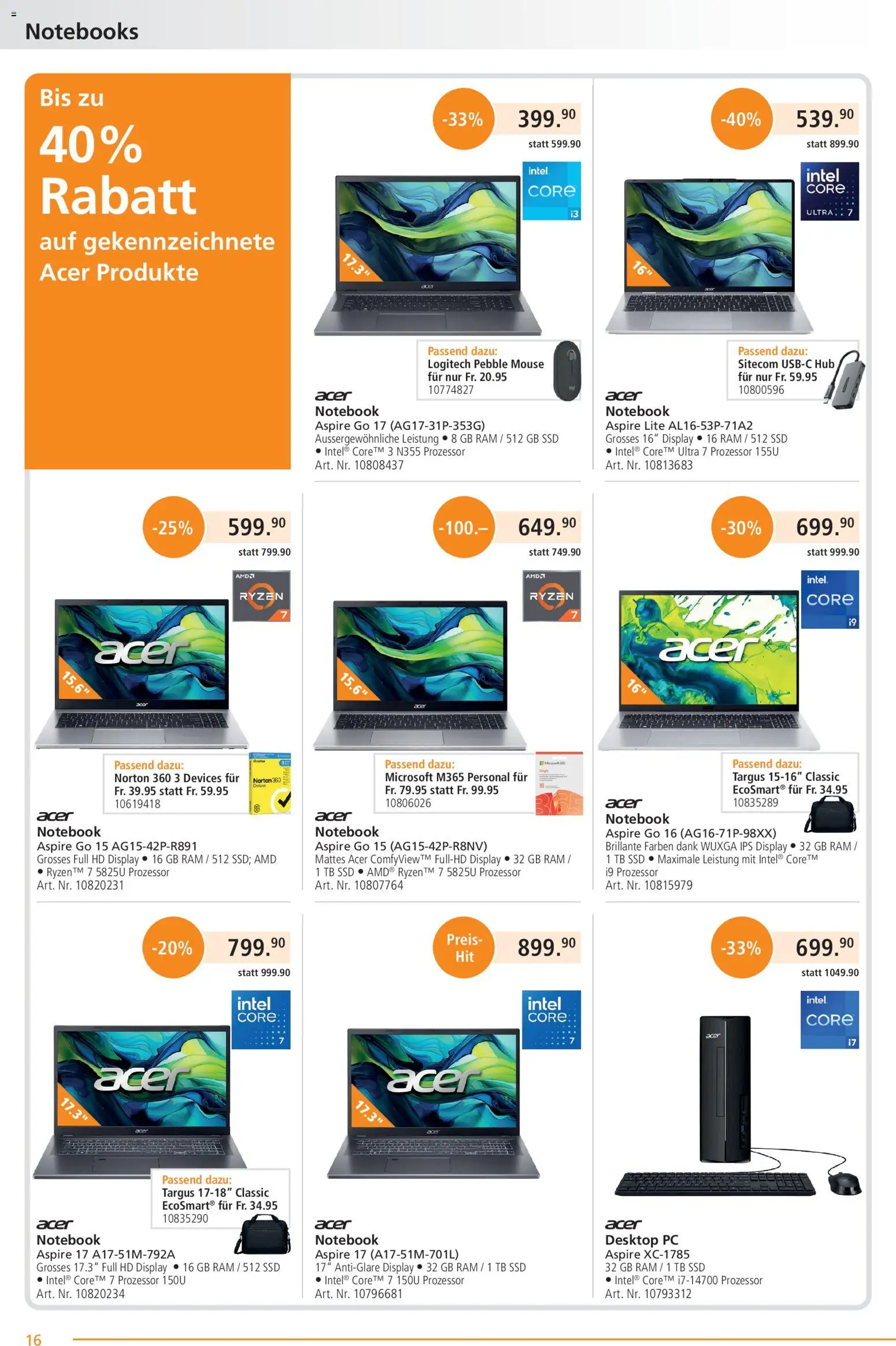 Fust aktionen – gültig ab 24.08.2026 | Seite: 16 | Produkte: Notebook, Pc, Desktop PC