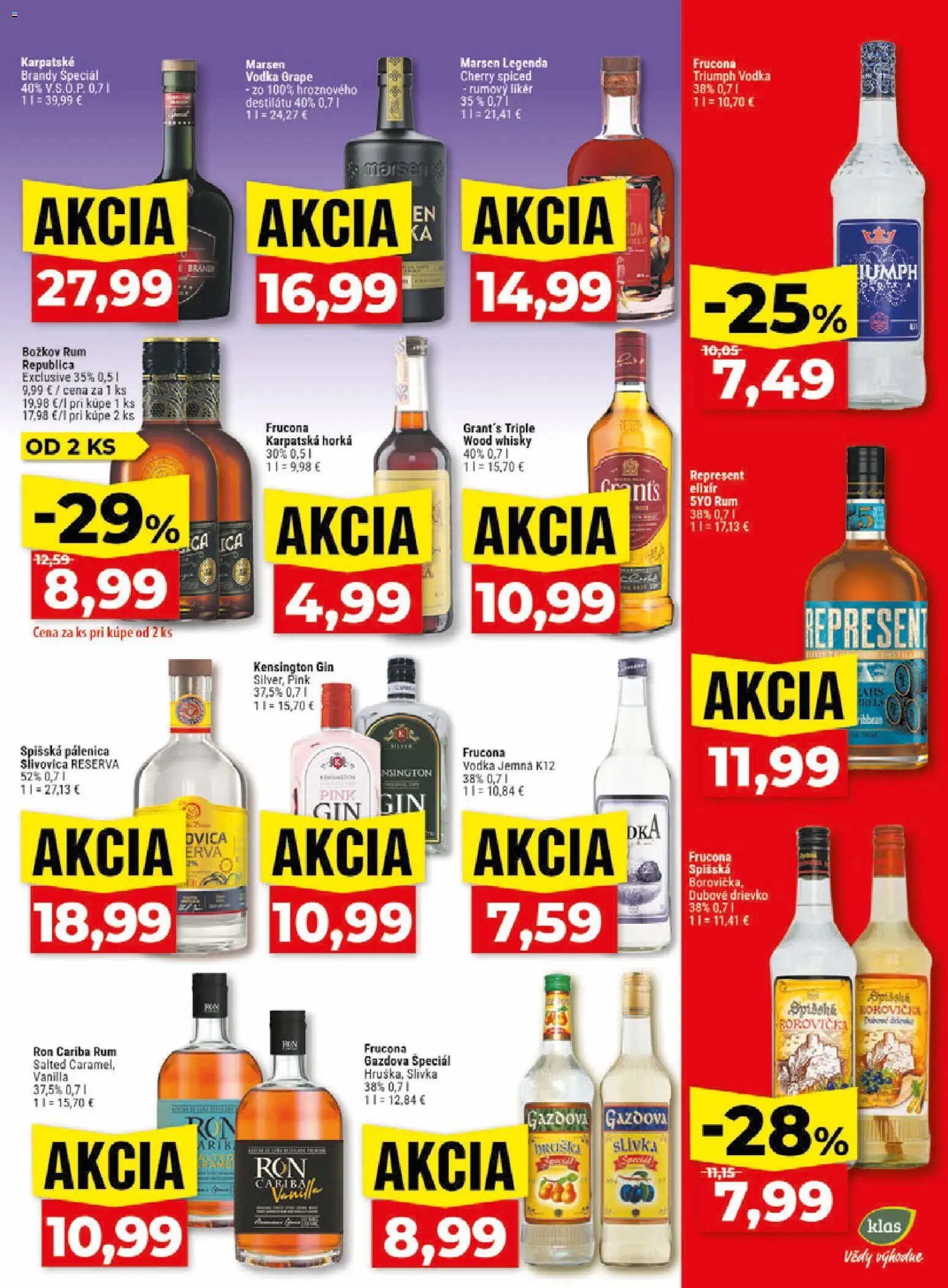 Nové Klas akcie – leták je platný od 29.06.2026 | Strana: 22 | Produkty: Borovička, Božkov, Republica, Brandy