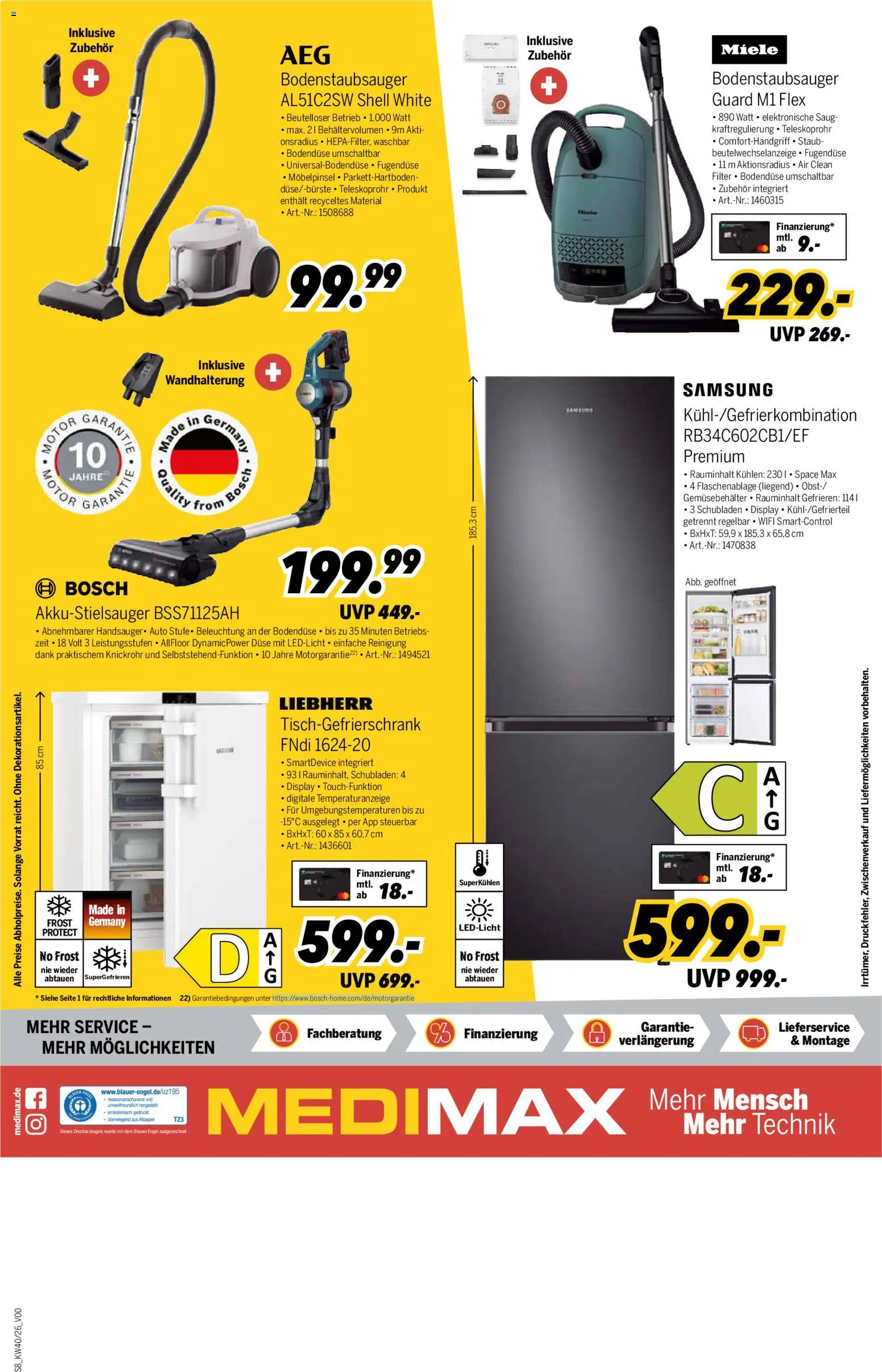 Medimax Prospekt – gültig ab 26.09.2026 | Seite: 8 | Produkte: Miele, Bosch, Liebherr, Samsung