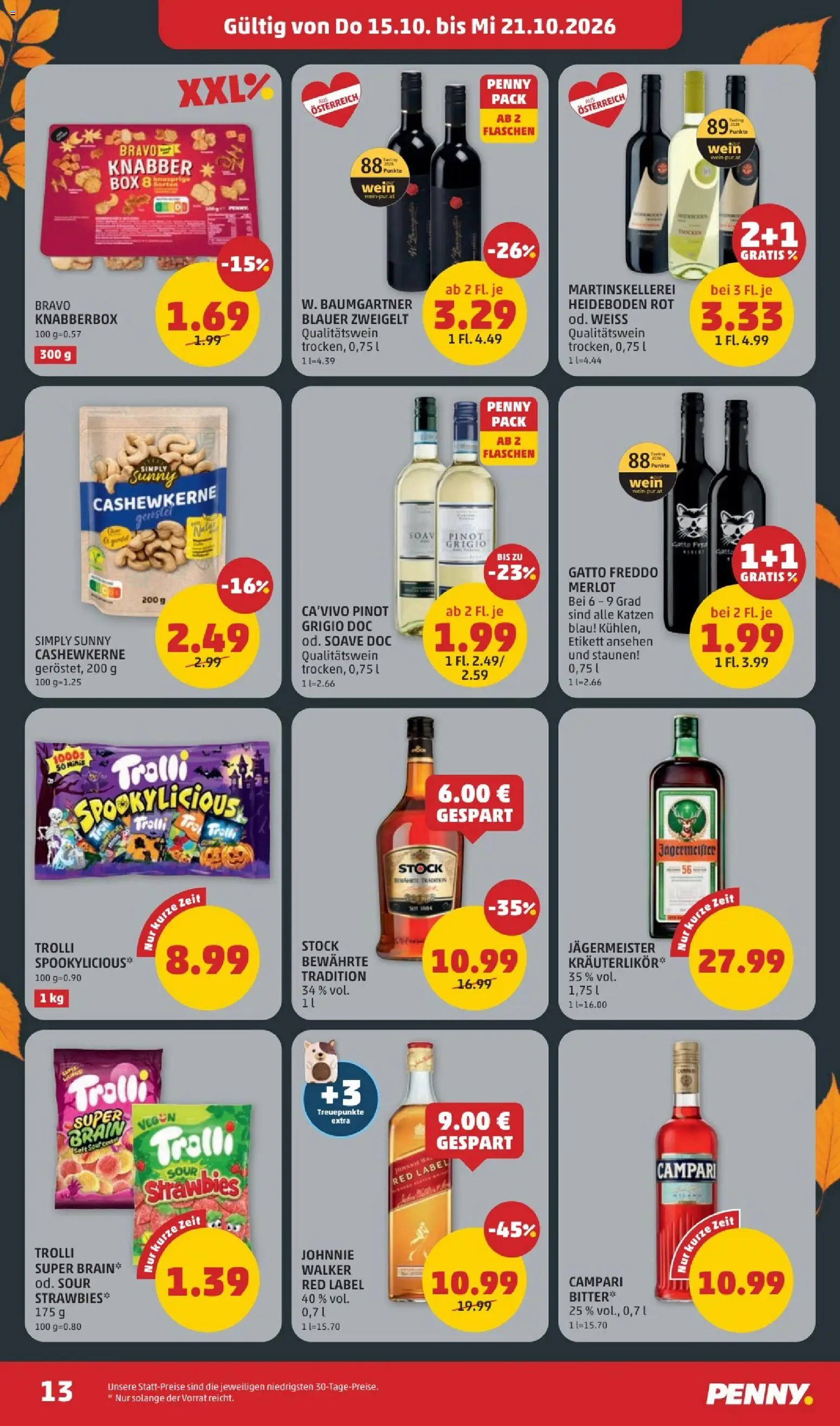 Penny Markt Flugblatt gültig ab 15.10.2026 | Seite: 15 | Produkte: Kräuterlikör, Campari, Box, Wein