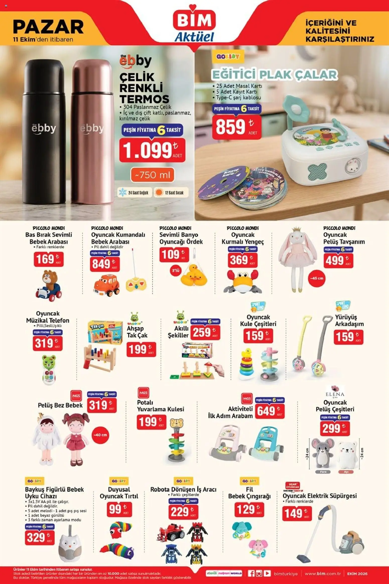 BİM - Katalog Pazar - 11 Ekim 2026 tarihinden itibaren geçerlidir | Sayfa: 4 | Ürünler: Oyuncak, Banyo, Telefon, Fare