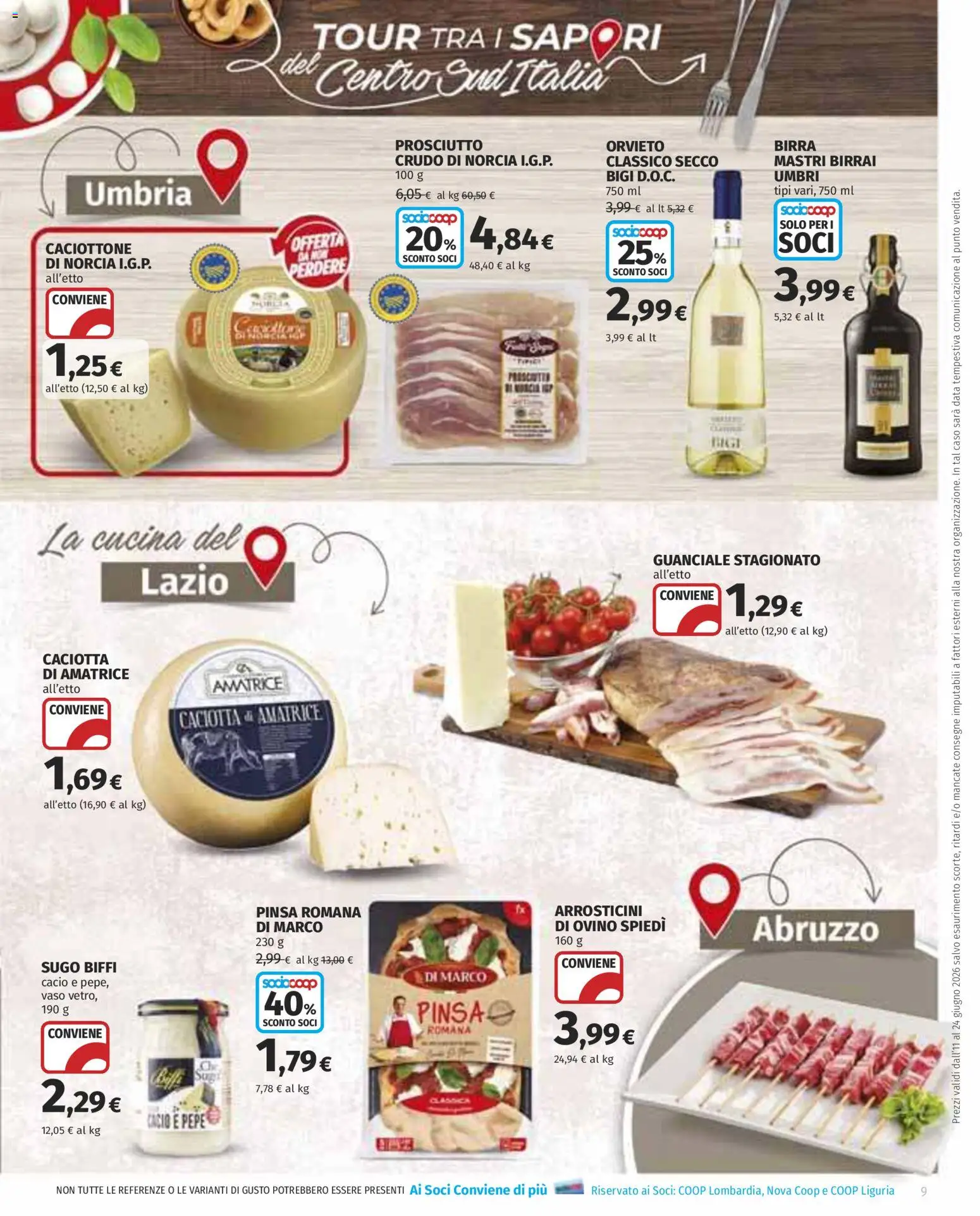 Volantino COOP del 11.06.2026 | Pagina: 9 | Prodotti: Pepe, Data, Sugo, Arrosticini