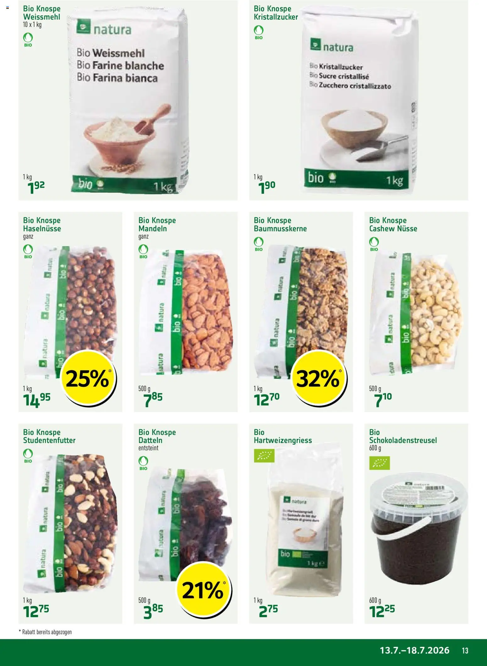 Prodega aktionen Natura – gültig ab 13.07.2026 | Seite: 13 | Produkte: Nüsse