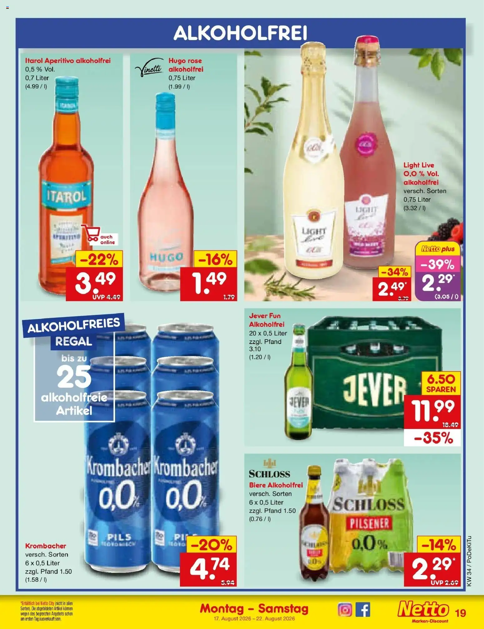 Netto Marken-Discount Prospekt Bad Friedrichshall – gültig ab 17.08.2026 | Seite: 25 | Produkte: Regal, Pils, Jever, Hugo