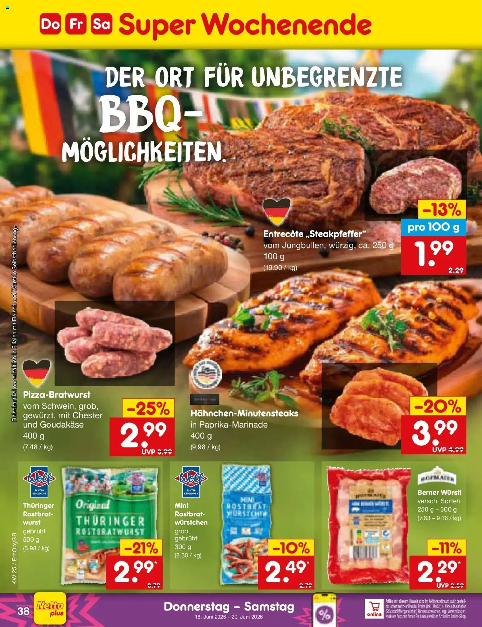 Netto Marken-Discount Prospekt Mauern – gültig ab 14.06.2026 | Seite: 50 | Produkte: Würstl, Entrecote, Wurst, Fleisch