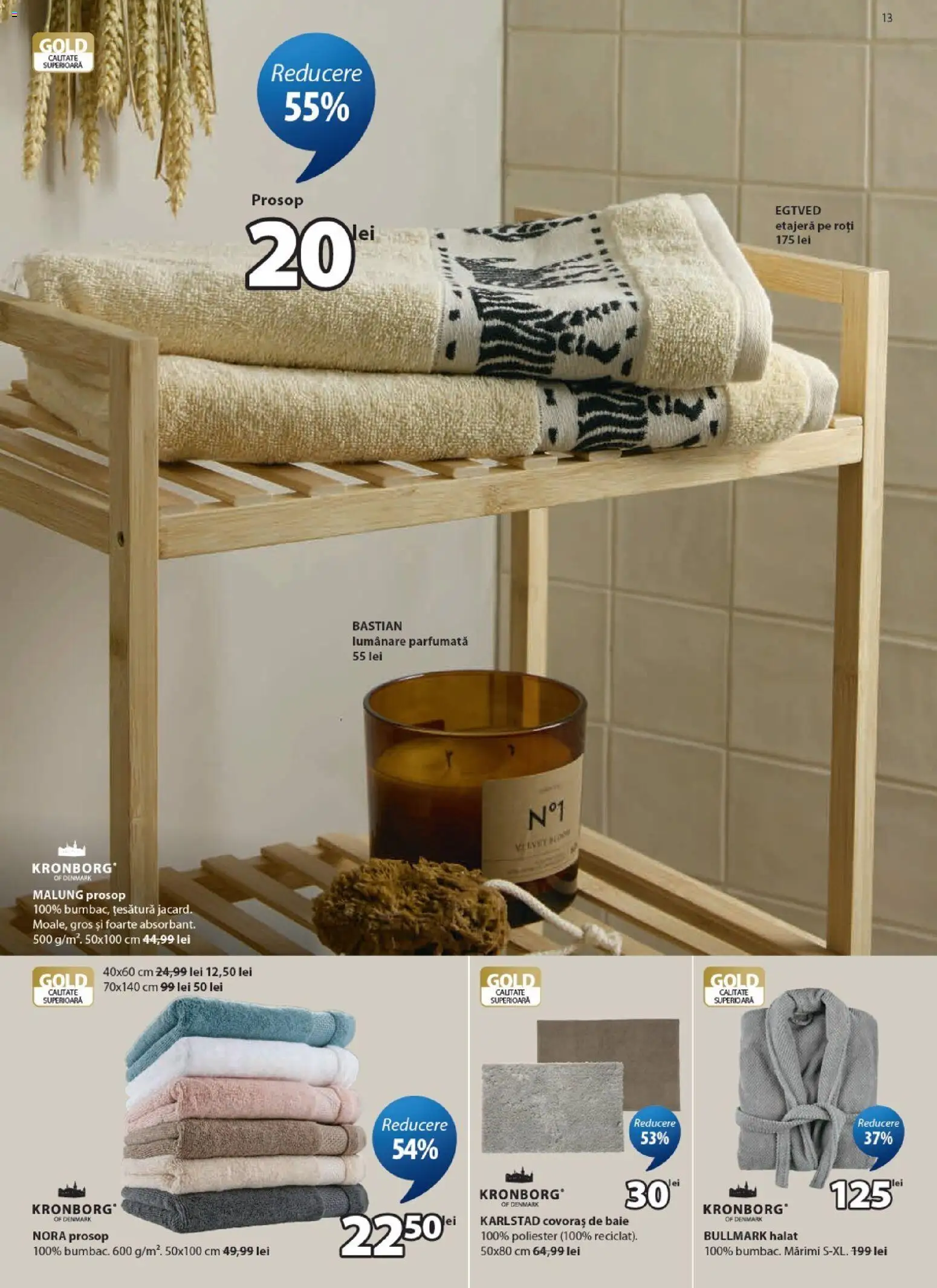 Noul catalog JYSK – valabil de la 04.08.2026 | Pagină: 13 | Produse: Etajeră, Lumânare, Covoraș de baie
