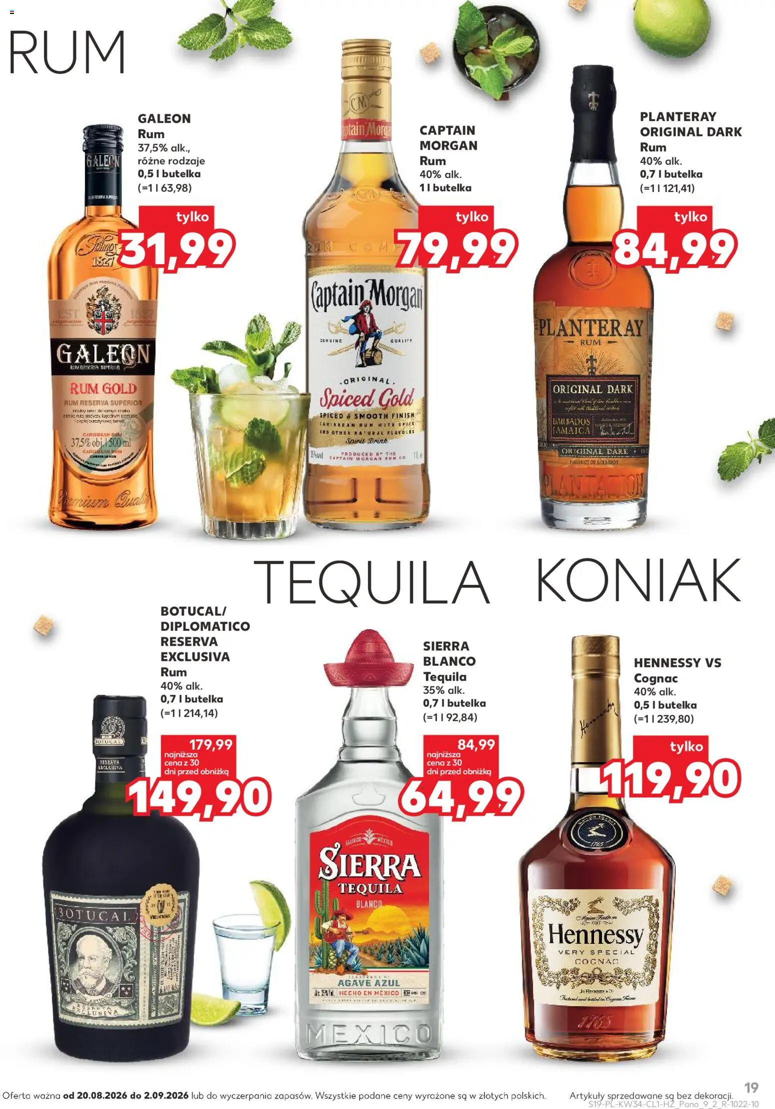 Kaufland Polsko leták - Barek od 20.08.2026 | Strana: 19 | Produkty: Finish, Rum, Diplomatico, Hennessy