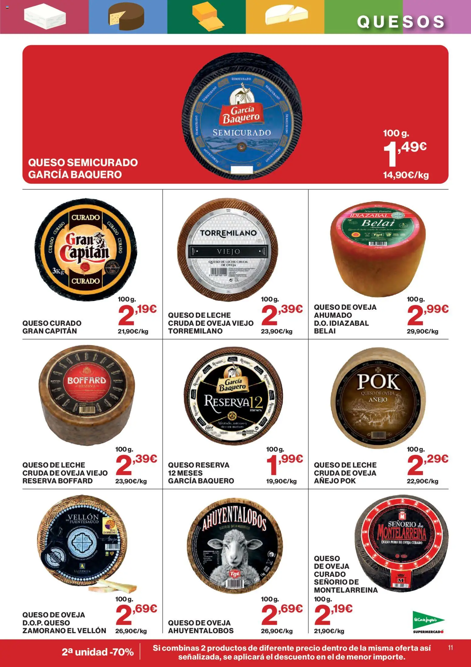 El Corte Inglés ofertas │ válido desde el 24/09/2026 | Página: 11 | Productos: Queso de oveja, Leche, Queso, Queso curado