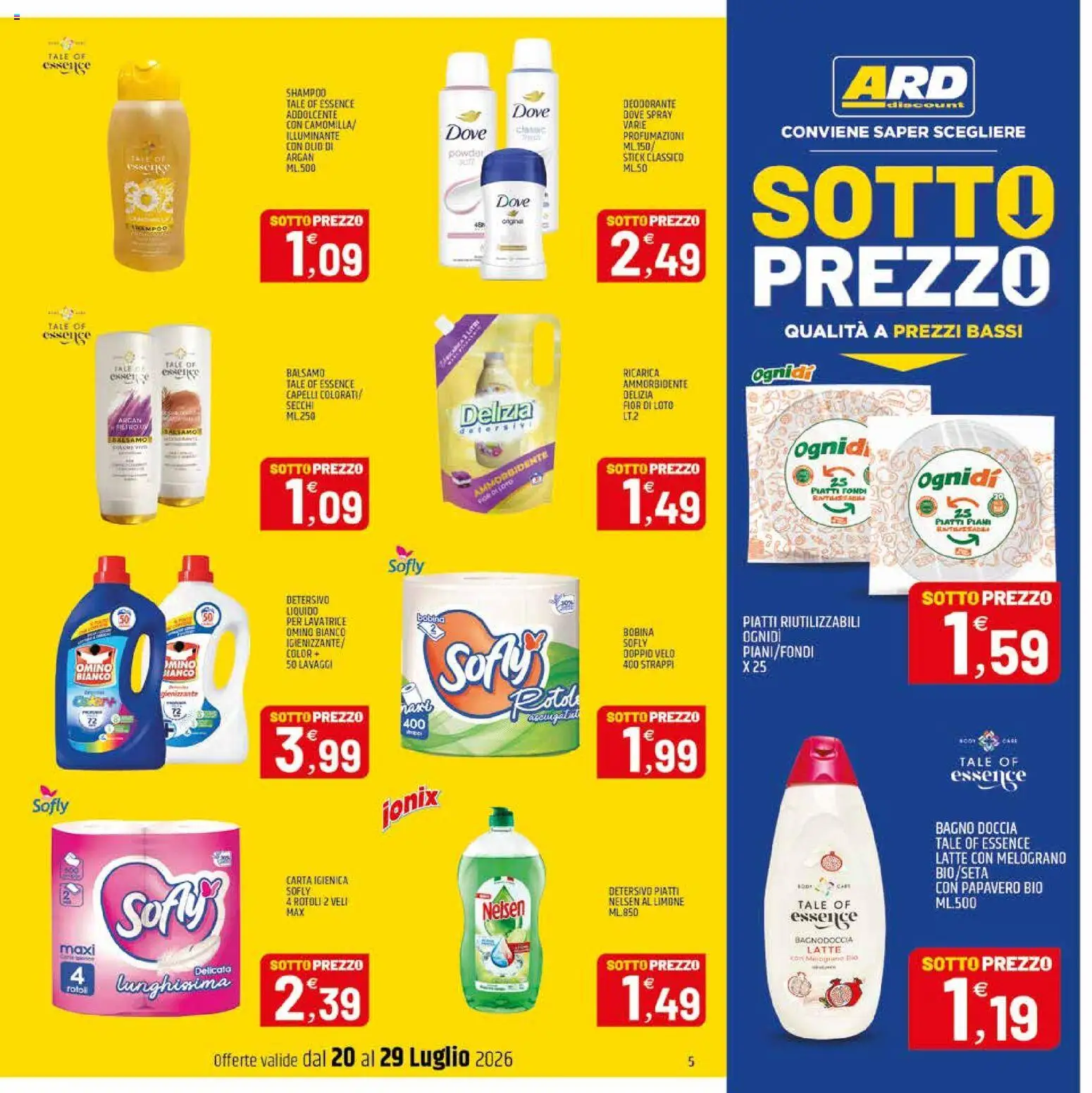 Volantino ARD Discount del 20/07/2026 | Pagina: 5 | Prodotti: Deodorante, Ammorbidente, Limone, Doccia