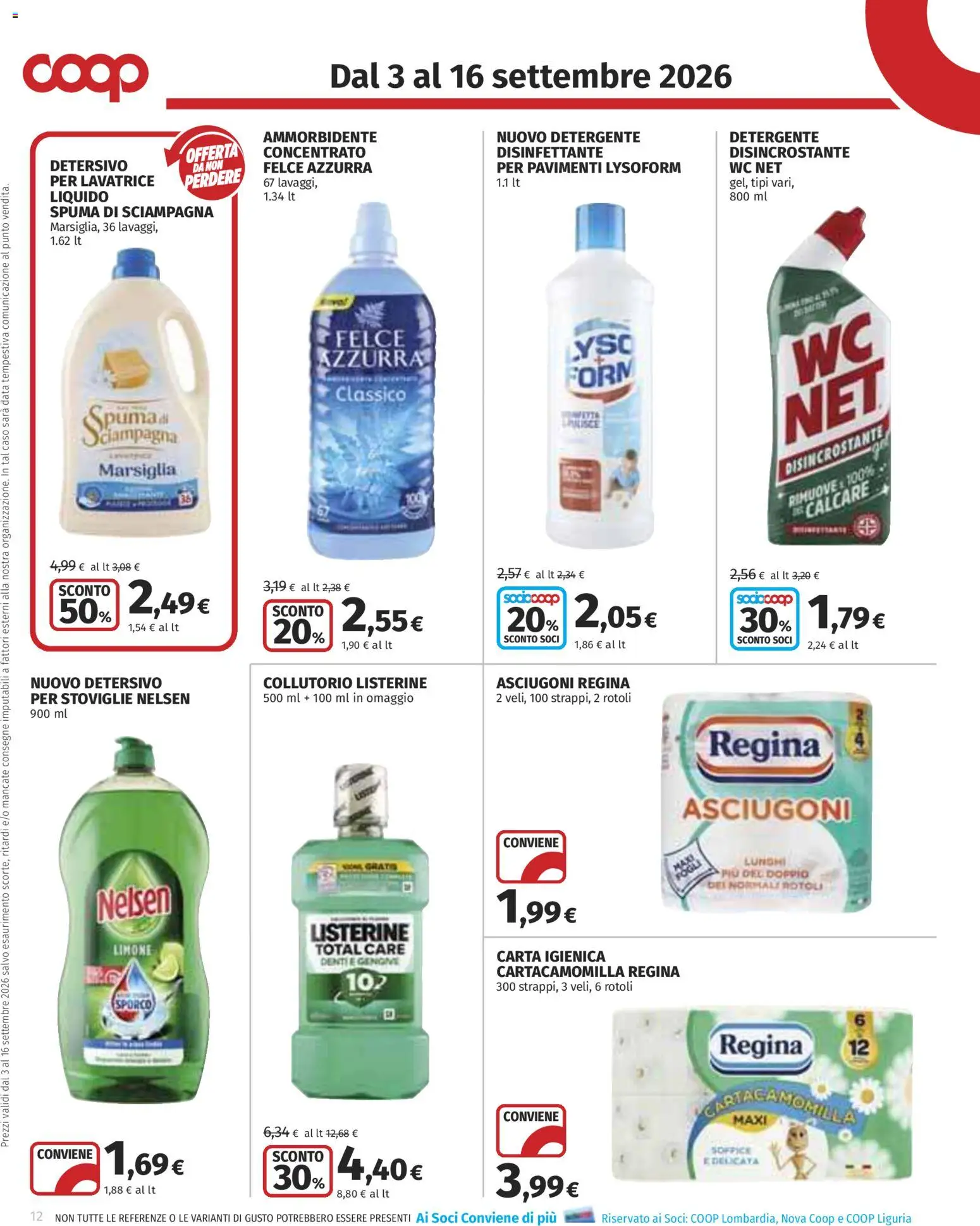 Volantino COOP del 03/09/2026 | Pagina: 12 | Prodotti: Carta igienica, Collutorio, Detergente, Data