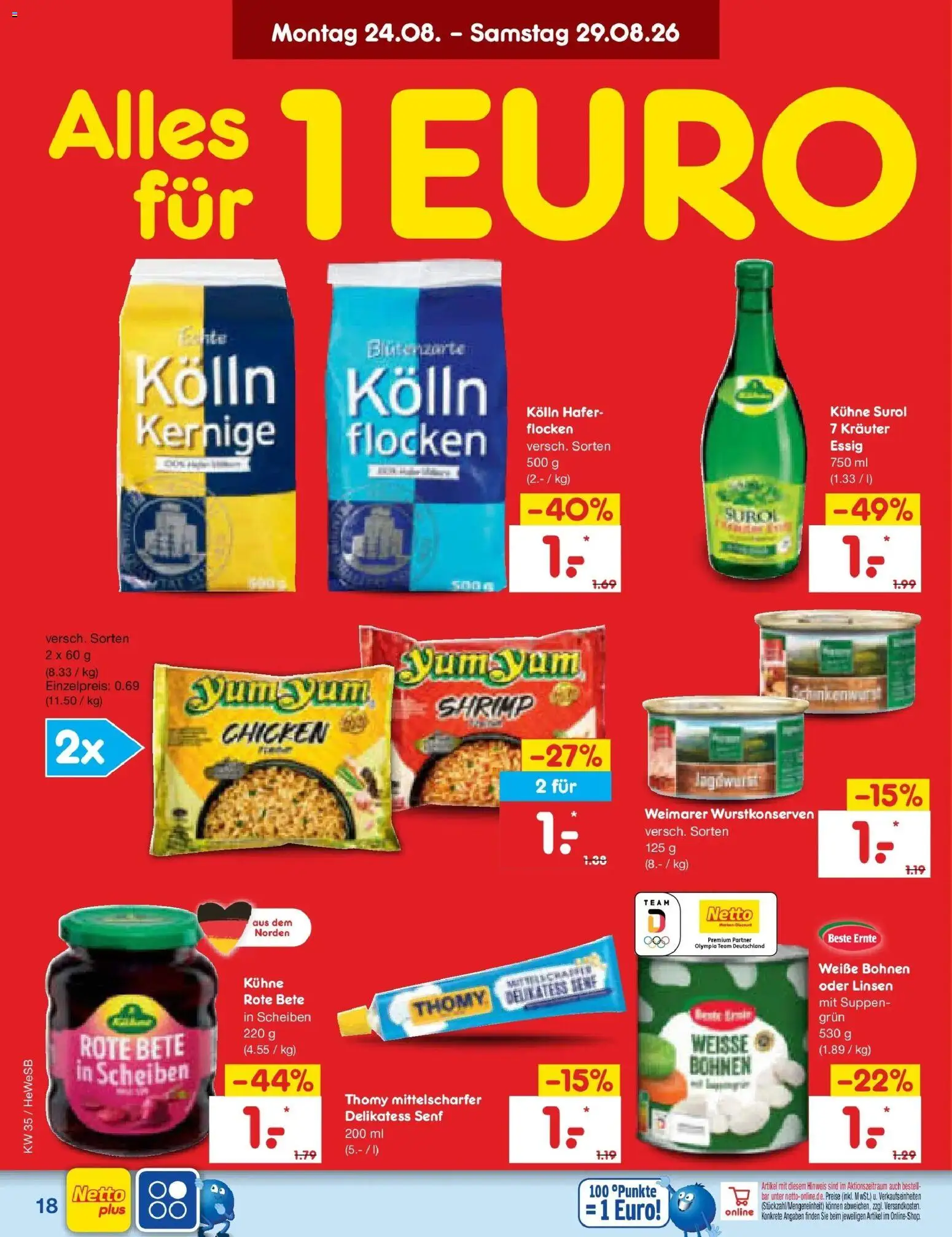 Netto Marken-Discount Prospekt Hamburg (ab 24.08.2026) » Angebote | Seite: 28 | Produkte: Kolln, Essig, Flocken