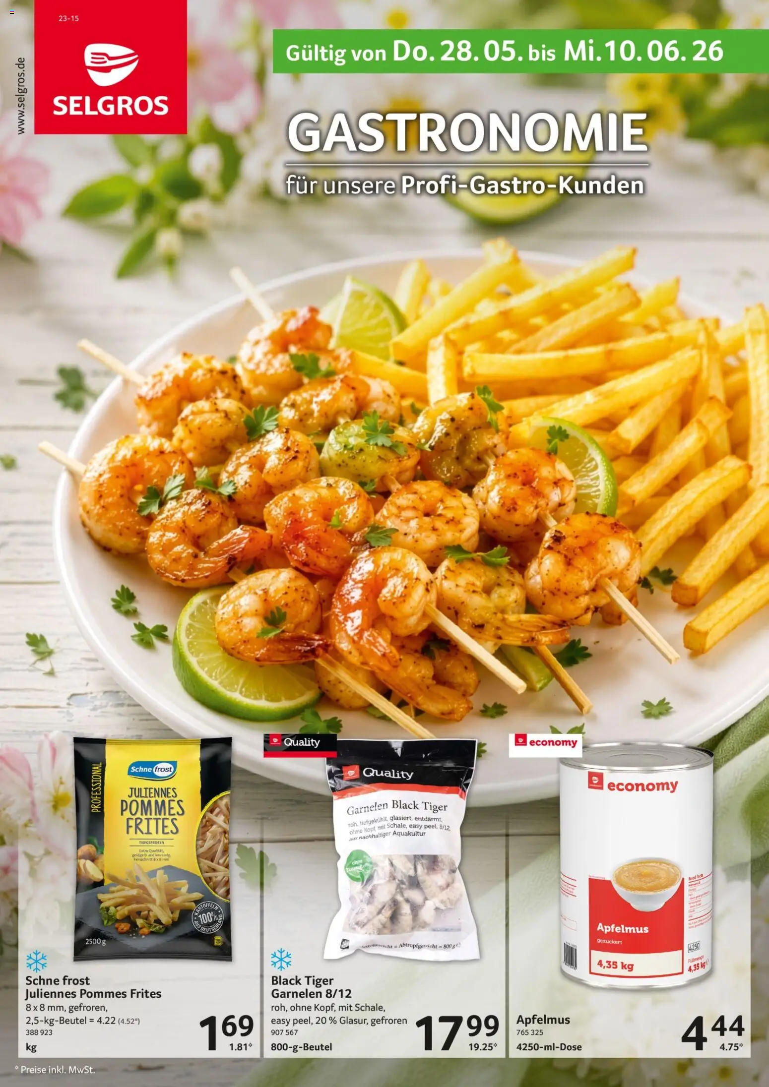Selgros Gastronomie – gültig ab 28.05.2026 | Seite: 1 | Produkte: Pommes, Garnelen, Pommes frites