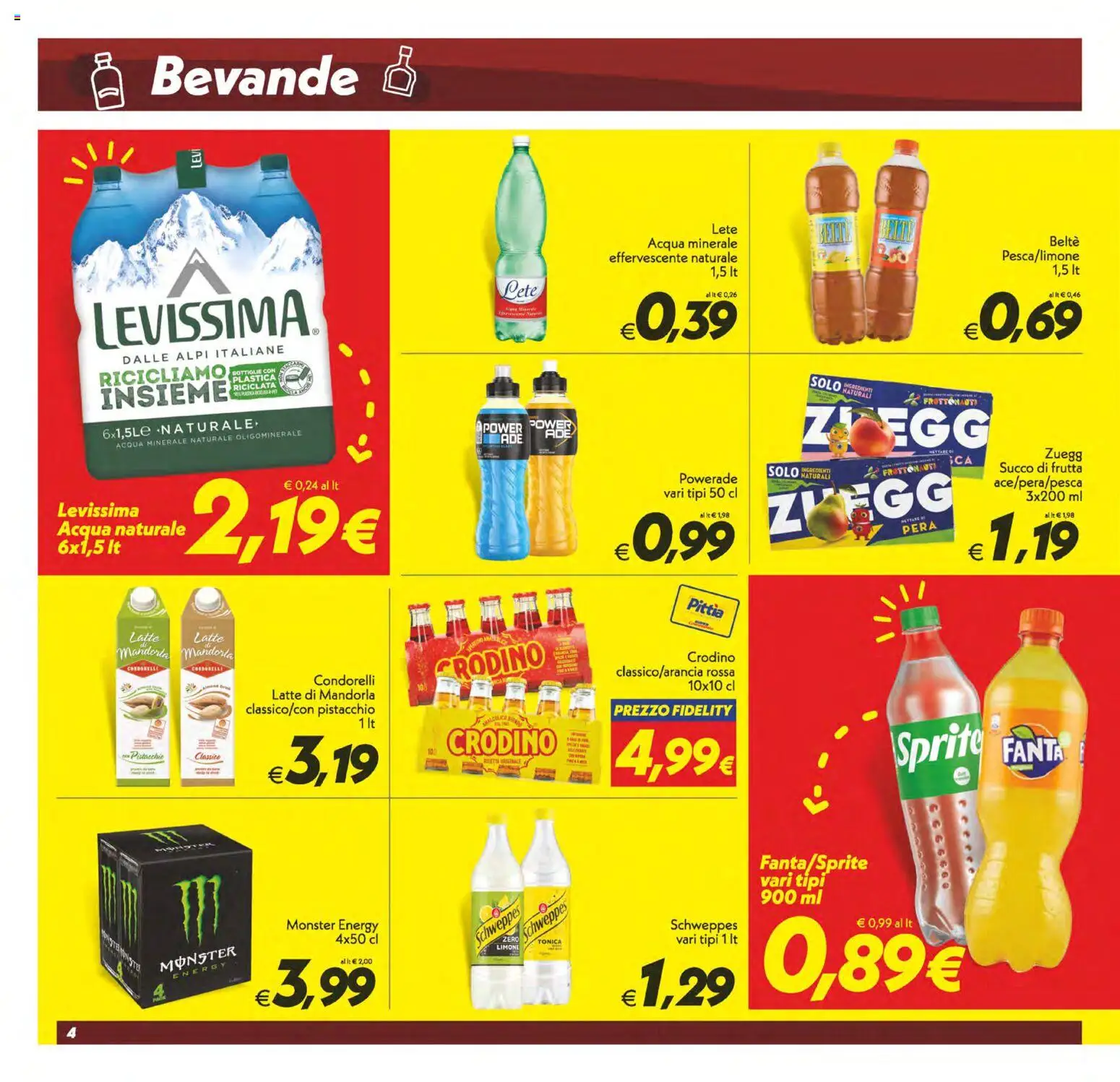 Volantino SuperConveniente del 11/08/2026 | Pagina: 4 | Prodotti: Acqua, Frutta, Fanta, Succo di frutta