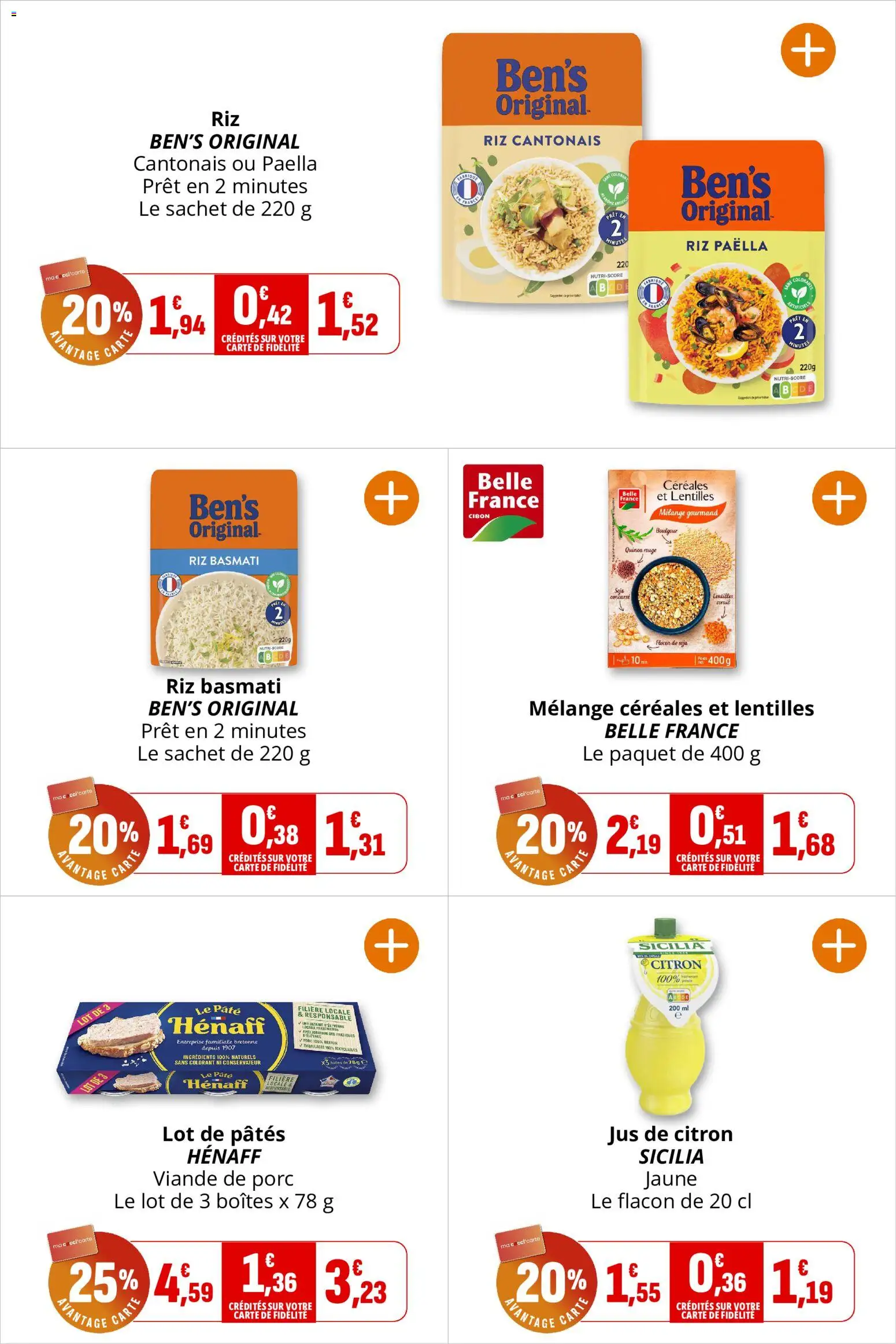{H1} | Page: 18 | Produits: Jus de citron, Jus, Porc, Céréales