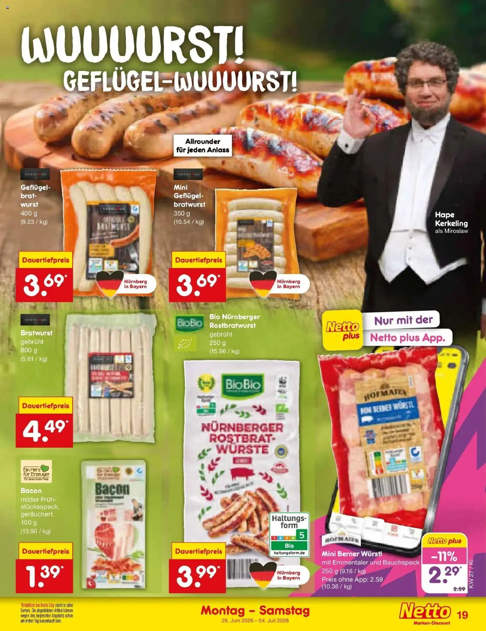 Netto Marken-Discount Prospekt Bad Friedrichshall – gültig ab 29.06.2026 | Seite: 27 | Produkte: Würstl, Bratwurst, Wurst
