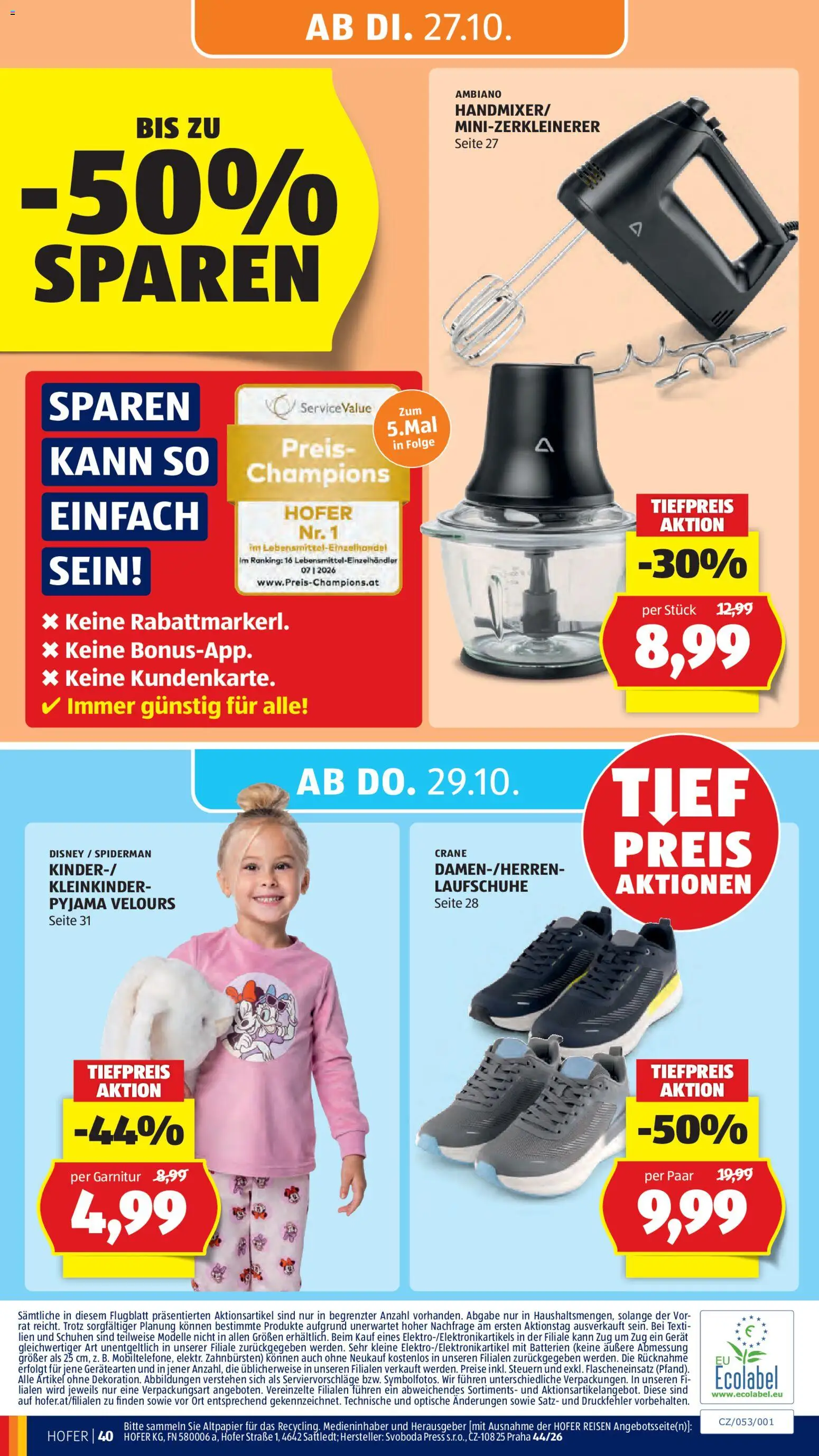 Hofer AT akciós ujság - amely érvényes a következő dátumtól: 2026.10.23. | Oldal: 50 | Termékek: Só
